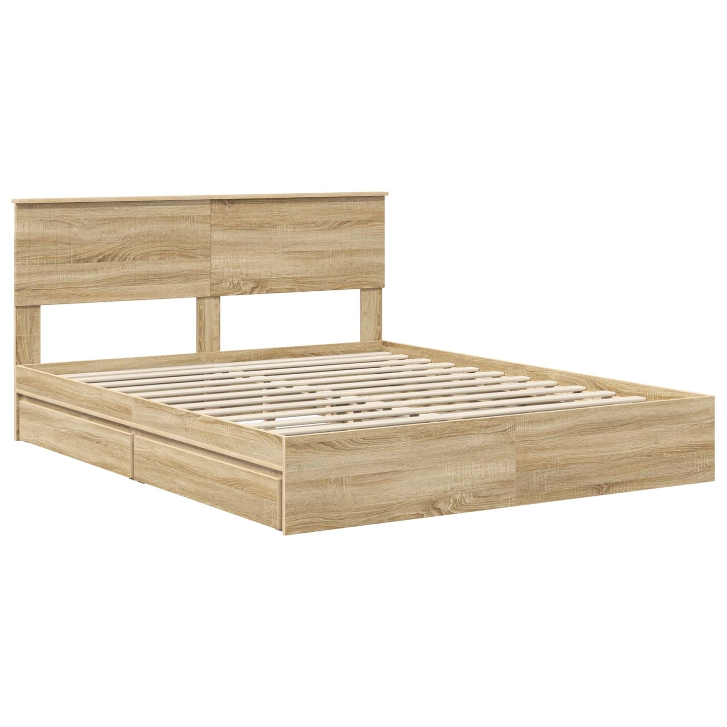 Opslag bed met lade Sonoma Eiken 160 x 200 cm Bewerkt hout is nu te koop bij PeponiXL, paradijselijk wonen!