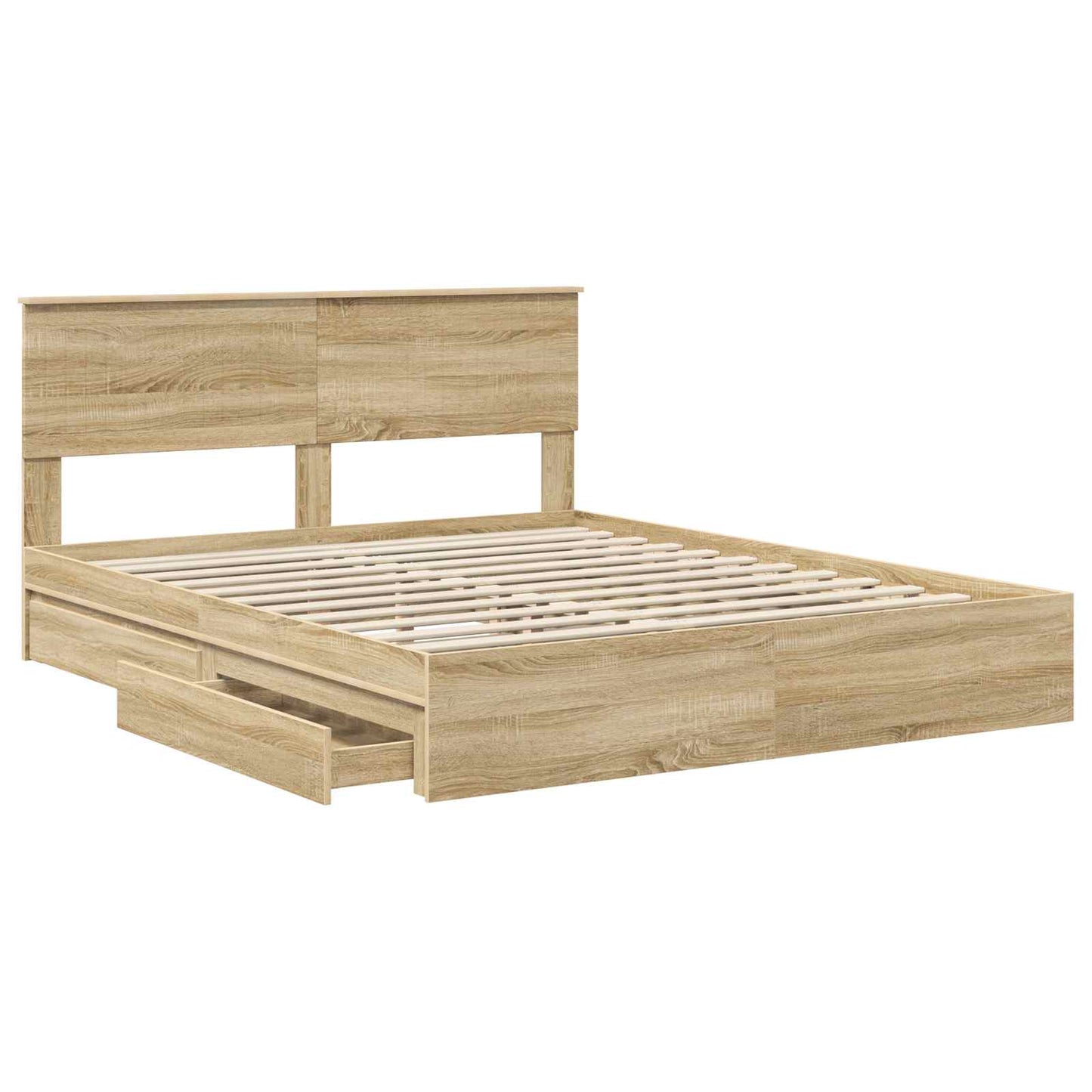 Opslag bed met lade Sonoma Eiken 160 x 200 cm Bewerkt hout is nu te koop bij PeponiXL, paradijselijk wonen!