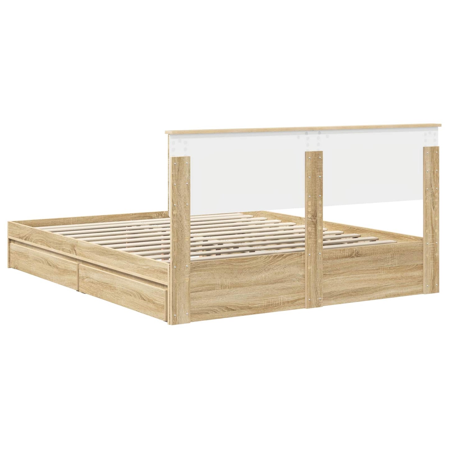 Opslag bed met lade Sonoma Eiken 160 x 200 cm Bewerkt hout is nu te koop bij PeponiXL, paradijselijk wonen!