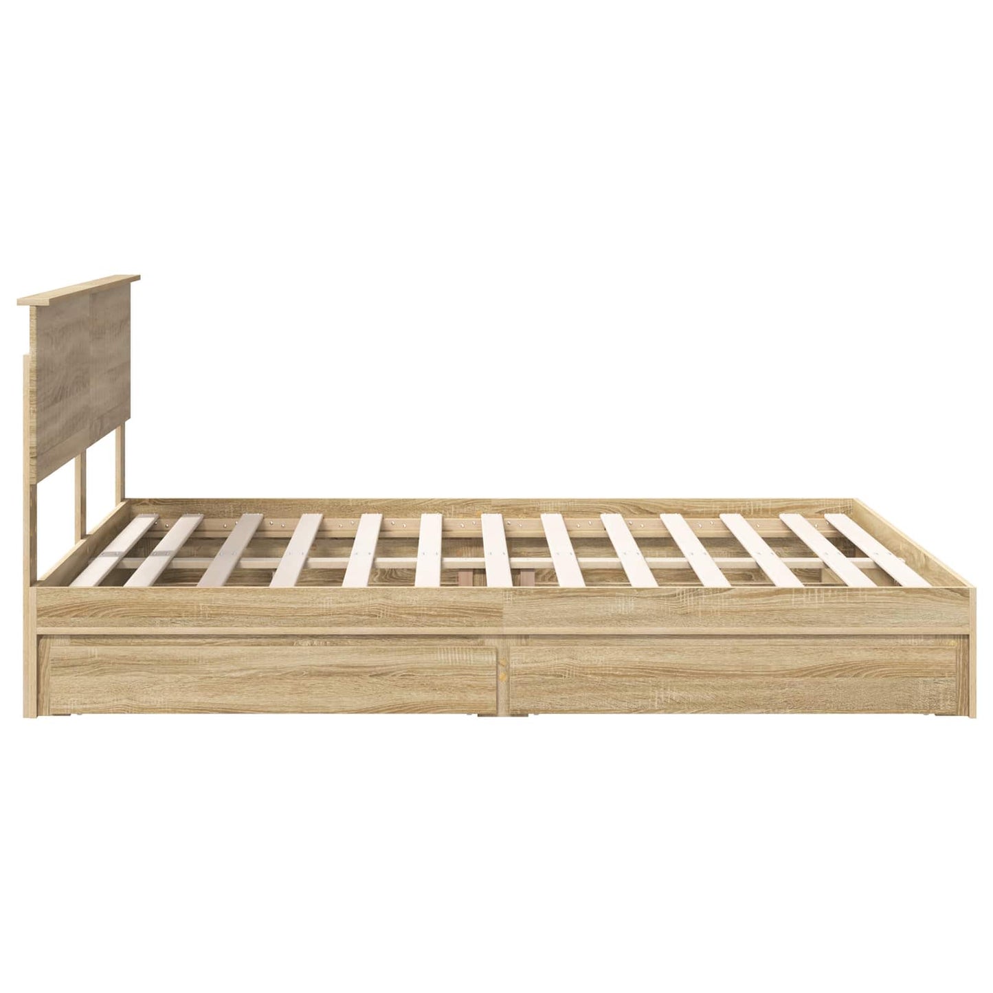 Opslag bed met lade Sonoma Eiken 160 x 200 cm Bewerkt hout is nu te koop bij PeponiXL, paradijselijk wonen!