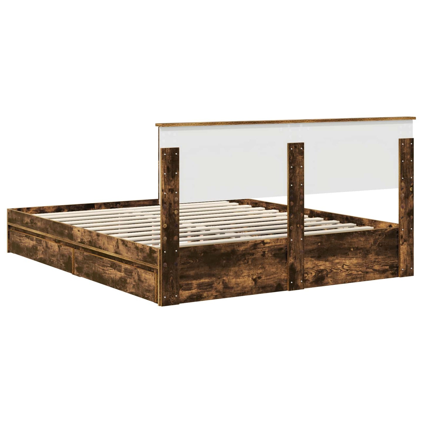 Opslag bed met lade Gerookt eiken 160 x 200 cm Bewerkt hout is nu te koop bij PeponiXL, paradijselijk wonen!