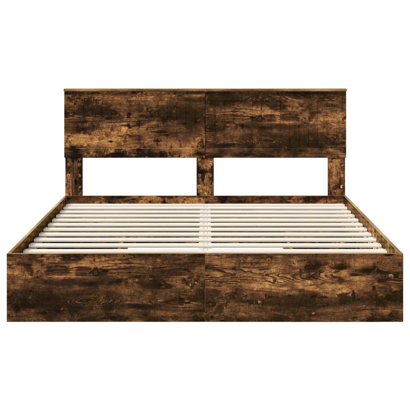 Opslag bed met lade Gerookt eiken 160 x 200 cm Bewerkt hout is nu te koop bij PeponiXL, paradijselijk wonen!