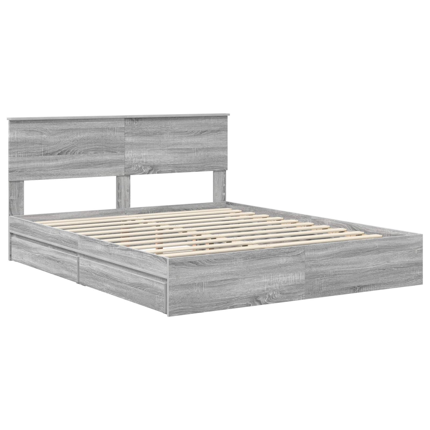 Opslag bed met lade Grijs Sonoma 160 x 200 cm Bewerkt hout is nu te koop bij PeponiXL, paradijselijk wonen!