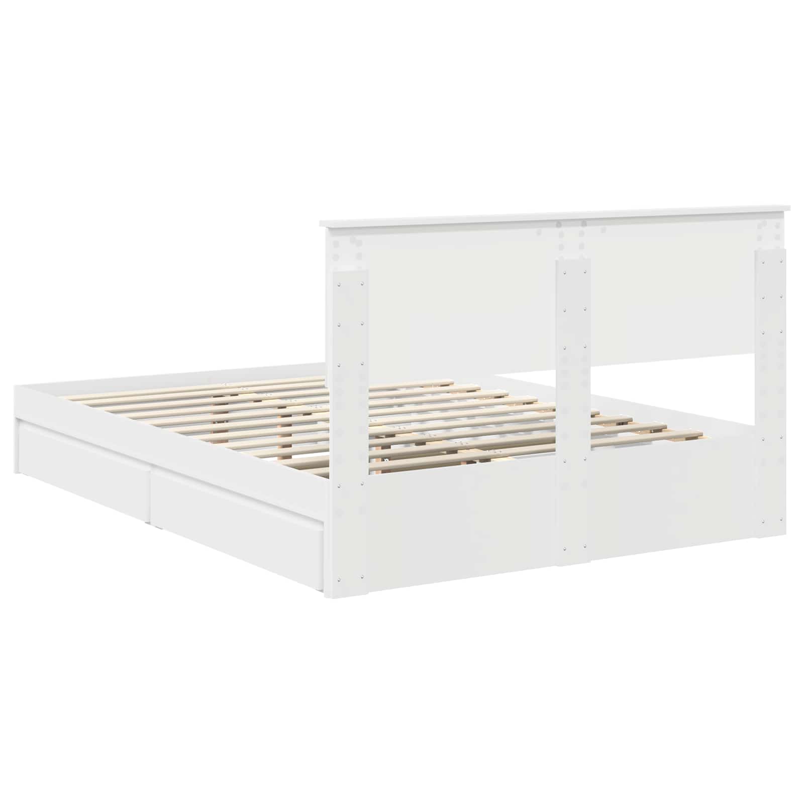 Opslag bed met hoofdeinde Wit 140 x 200 cm Bewerkt hout is nu te koop bij PeponiXL, paradijselijk wonen!