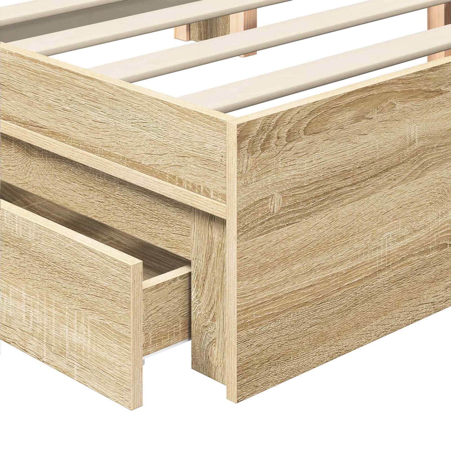 Opslag bed met lade Sonoma Eiken 140 x 200 cm Bewerkt hout is nu te koop bij PeponiXL, paradijselijk wonen!