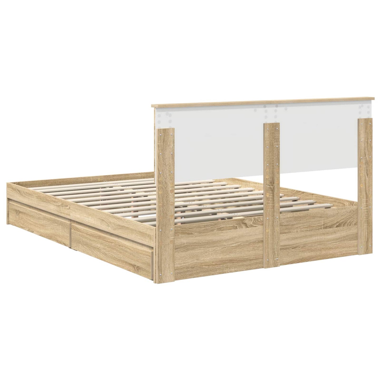 Opslag bed met lade Sonoma Eiken 140 x 200 cm Bewerkt hout is nu te koop bij PeponiXL, paradijselijk wonen!