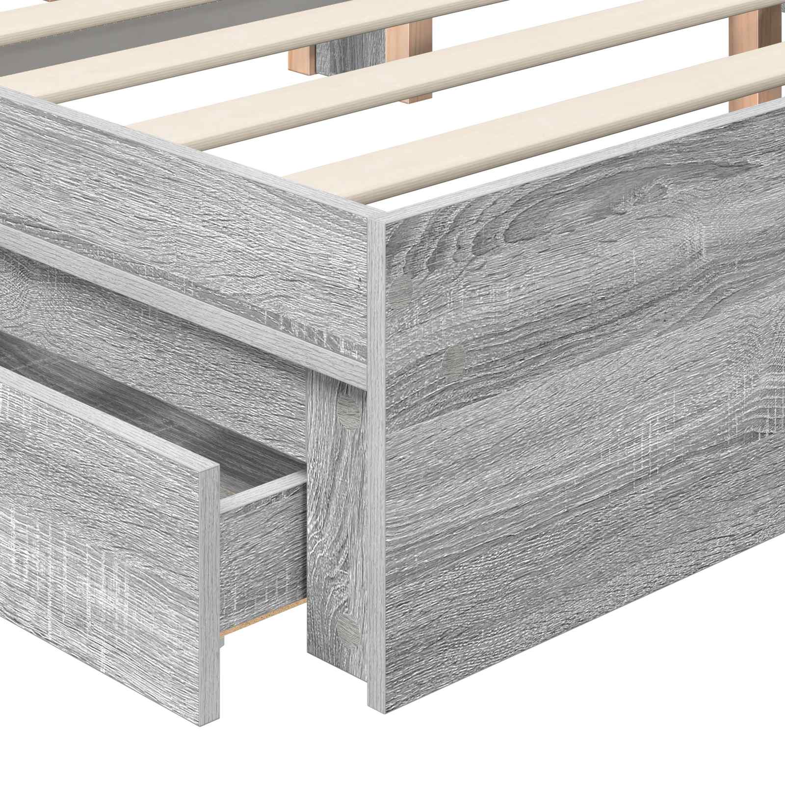 Opslag bed met lade Grijs Sonoma 140 x 200 cm Bewerkt hout is nu te koop bij PeponiXL, paradijselijk wonen!