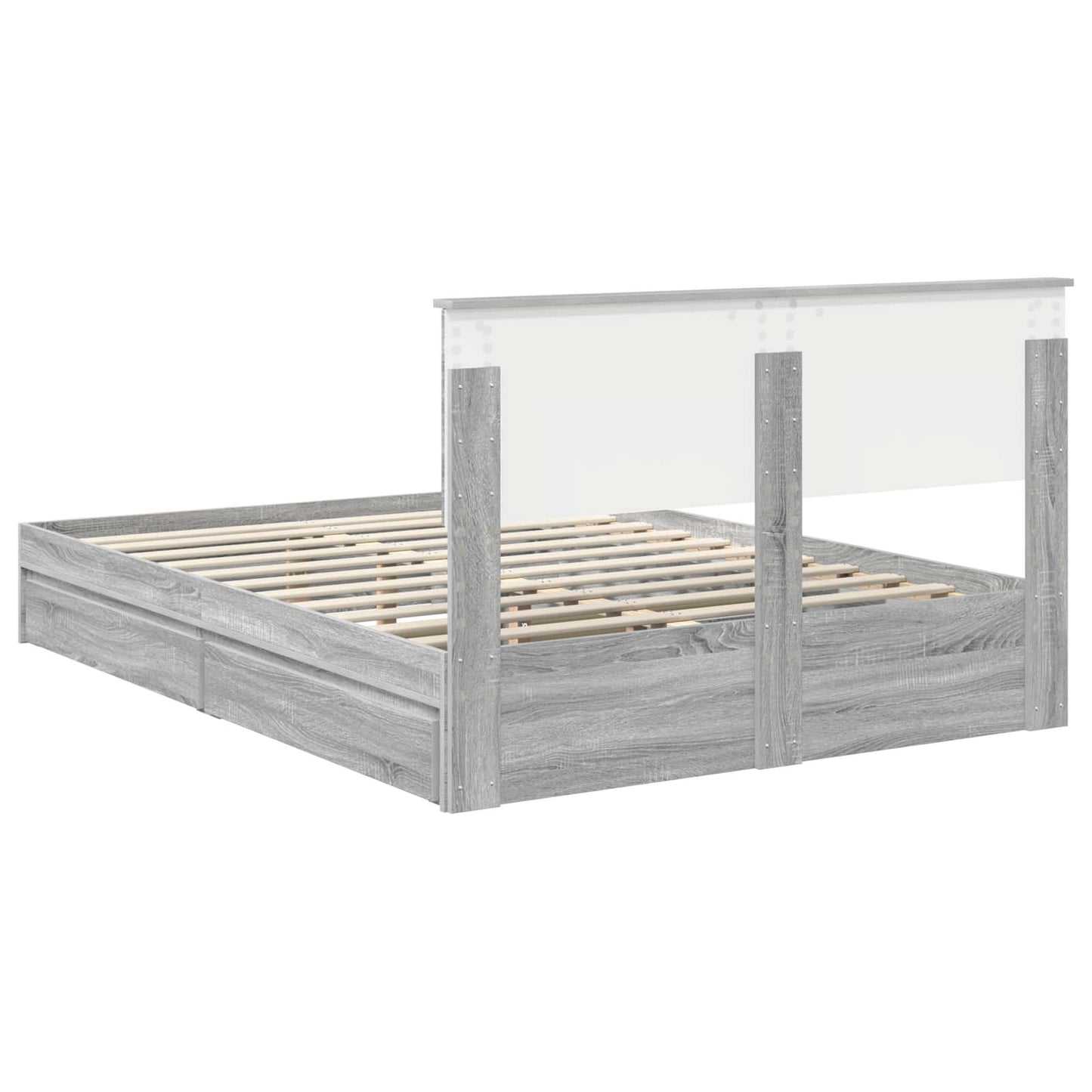 Opslag bed met lade Grijs Sonoma 140 x 200 cm Bewerkt hout is nu te koop bij PeponiXL, paradijselijk wonen!
