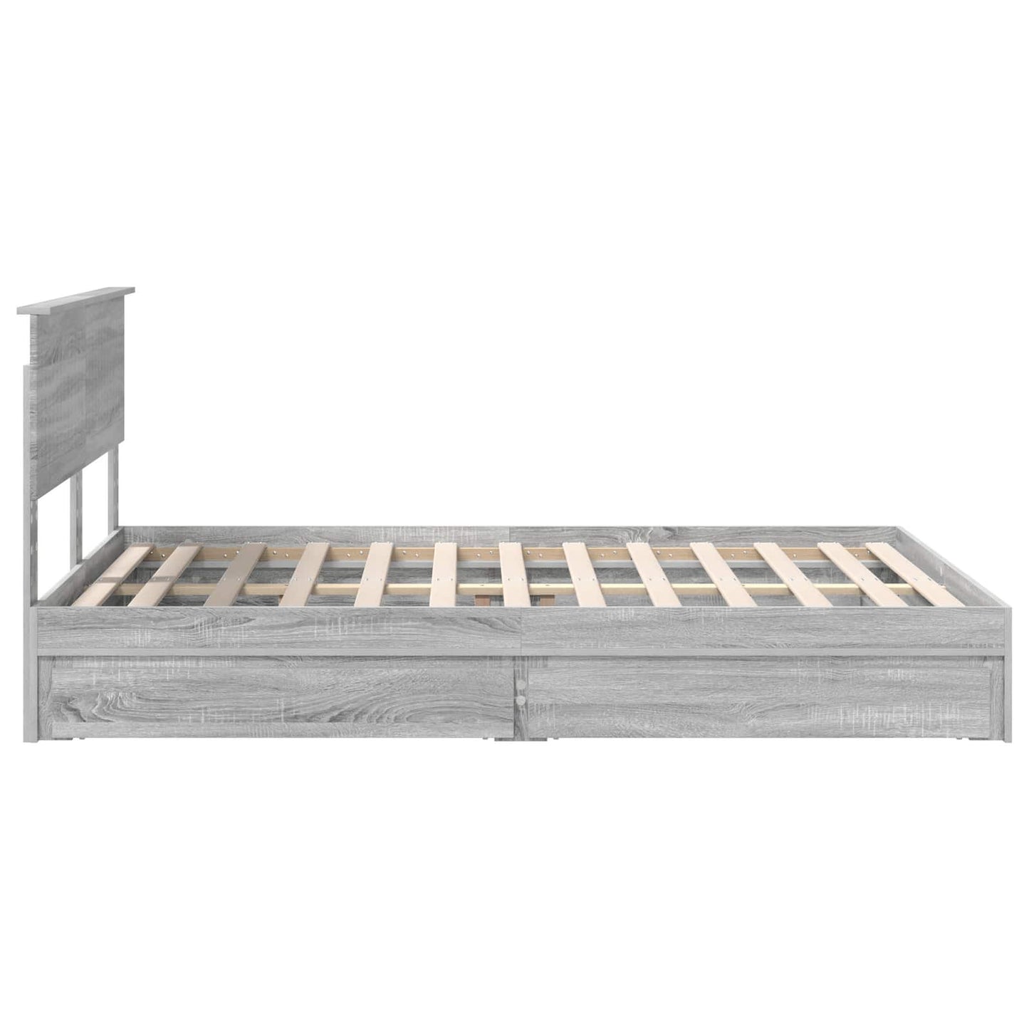 Opslag bed met lade Grijs Sonoma 140 x 200 cm Bewerkt hout is nu te koop bij PeponiXL, paradijselijk wonen!