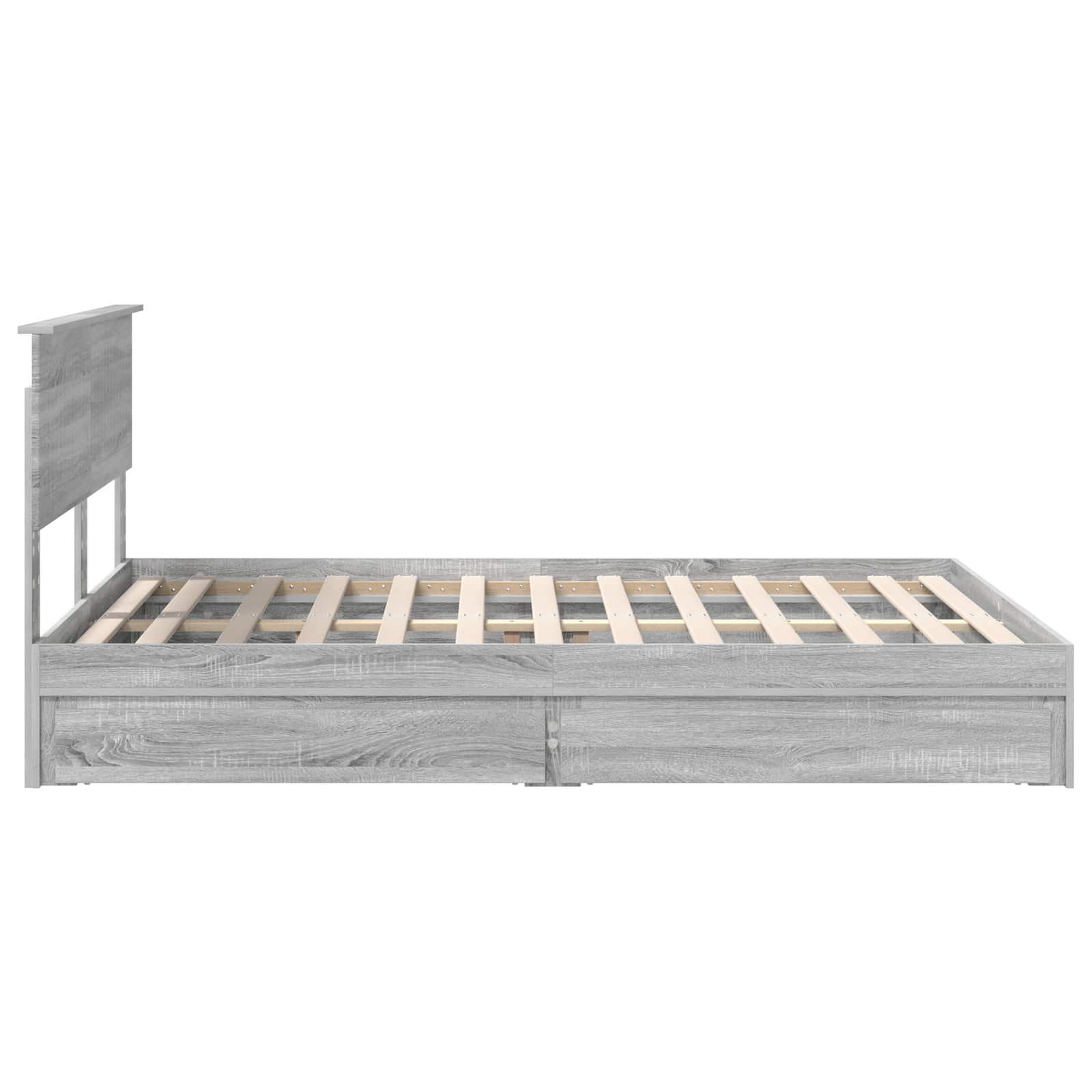 Opslag bed met lade Grijs Sonoma 140 x 200 cm Bewerkt hout is nu te koop bij PeponiXL, paradijselijk wonen!