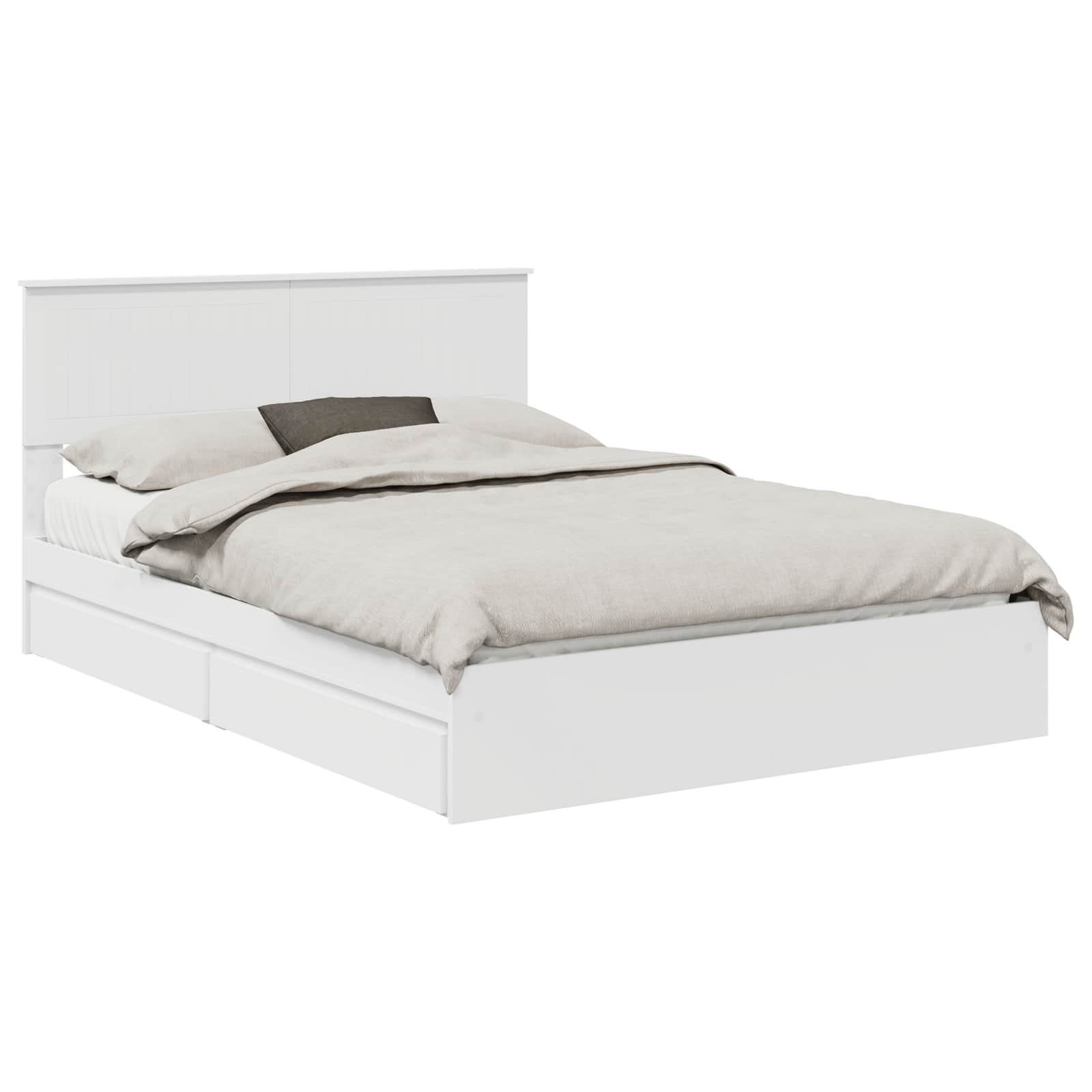 Opslag bed met hoofdeinde Wit 140 x 190 cm Bewerkt hout is nu te koop bij PeponiXL, paradijselijk wonen!