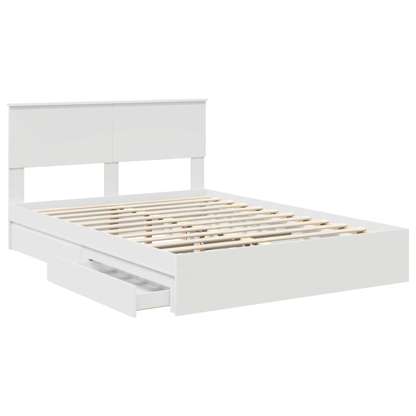 Opslag bed met hoofdeinde Wit 140 x 190 cm Bewerkt hout is nu te koop bij PeponiXL, paradijselijk wonen!