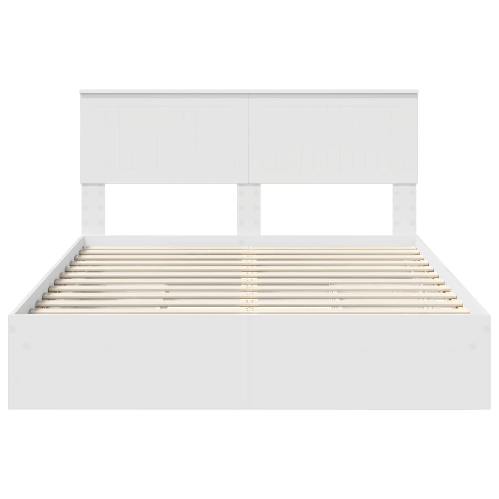 Opslag bed met hoofdeinde Wit 140 x 190 cm Bewerkt hout is nu te koop bij PeponiXL, paradijselijk wonen!