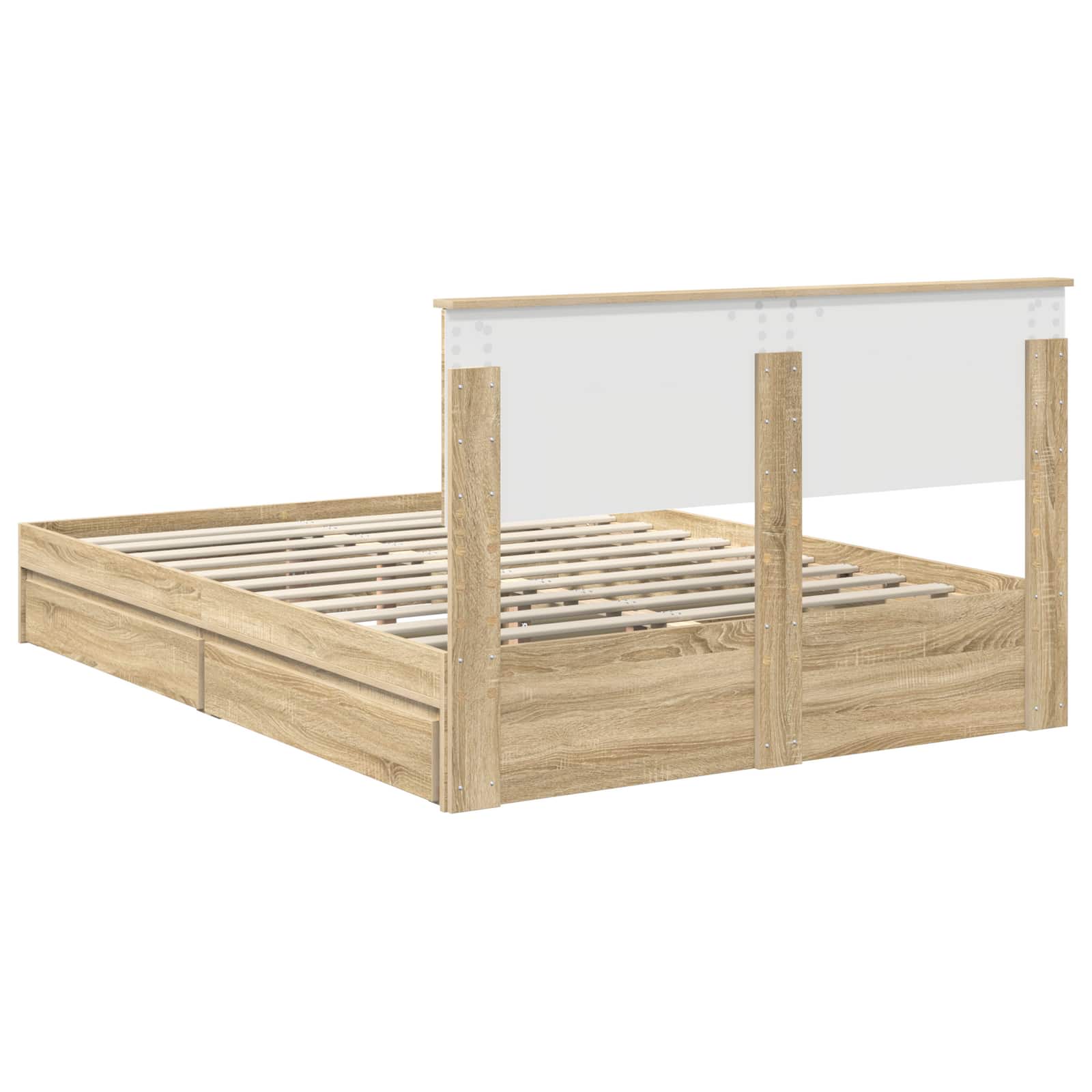 Opslag bed met lade Sonoma Eiken 140 x 190 cm Bewerkt hout is nu te koop bij PeponiXL, paradijselijk wonen!