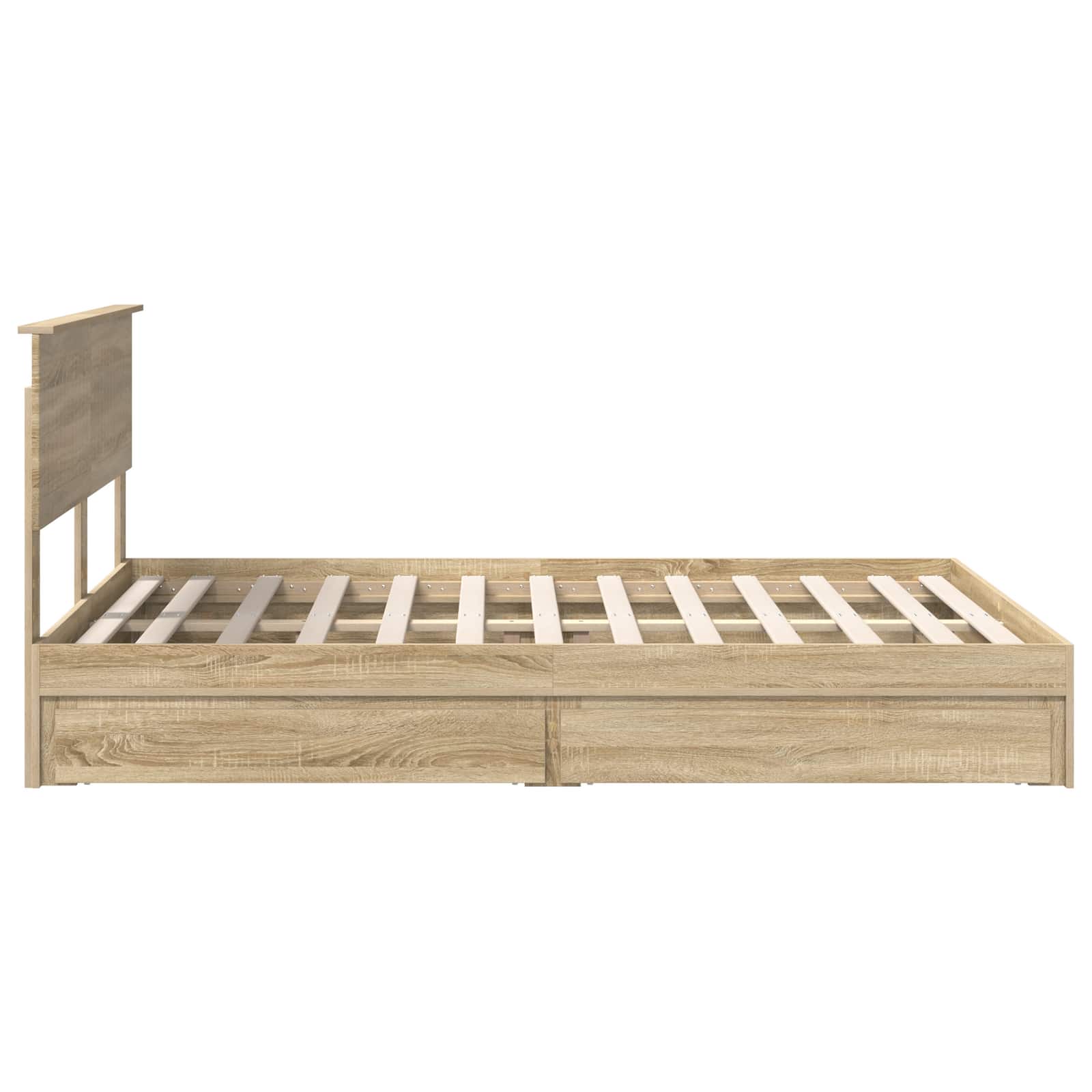 Opslag bed met lade Sonoma Eiken 140 x 190 cm Bewerkt hout is nu te koop bij PeponiXL, paradijselijk wonen!