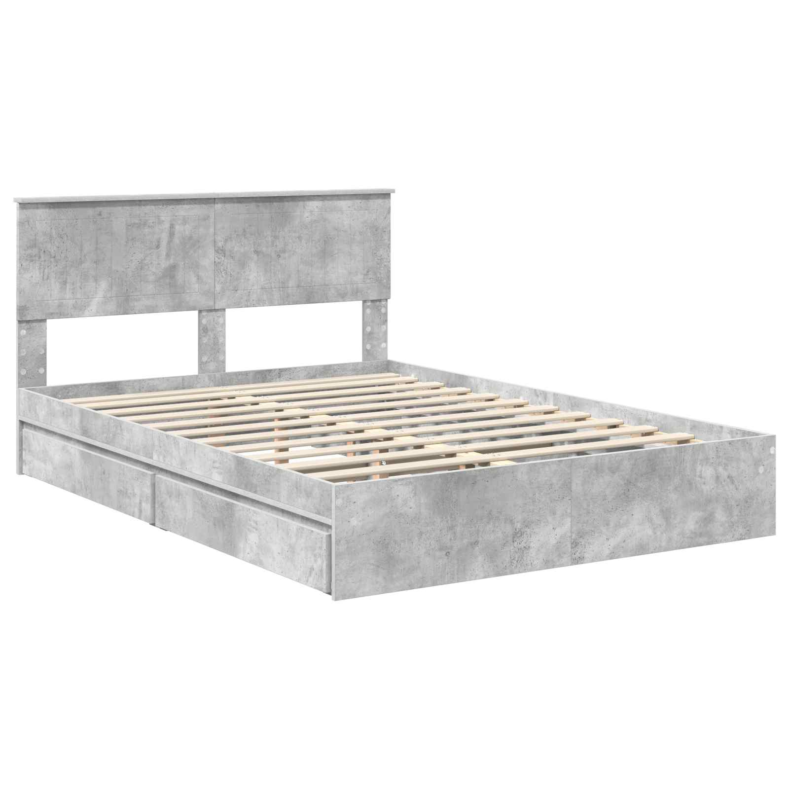 Opslag bed met hoofdeinde Beton Grijs 135 x 190 cm Bewerkt hout is nu te koop bij PeponiXL, paradijselijk wonen!
