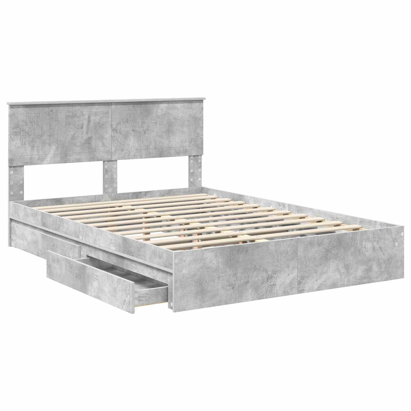 Opslag bed met hoofdeinde Beton Grijs 135 x 190 cm Bewerkt hout is nu te koop bij PeponiXL, paradijselijk wonen!