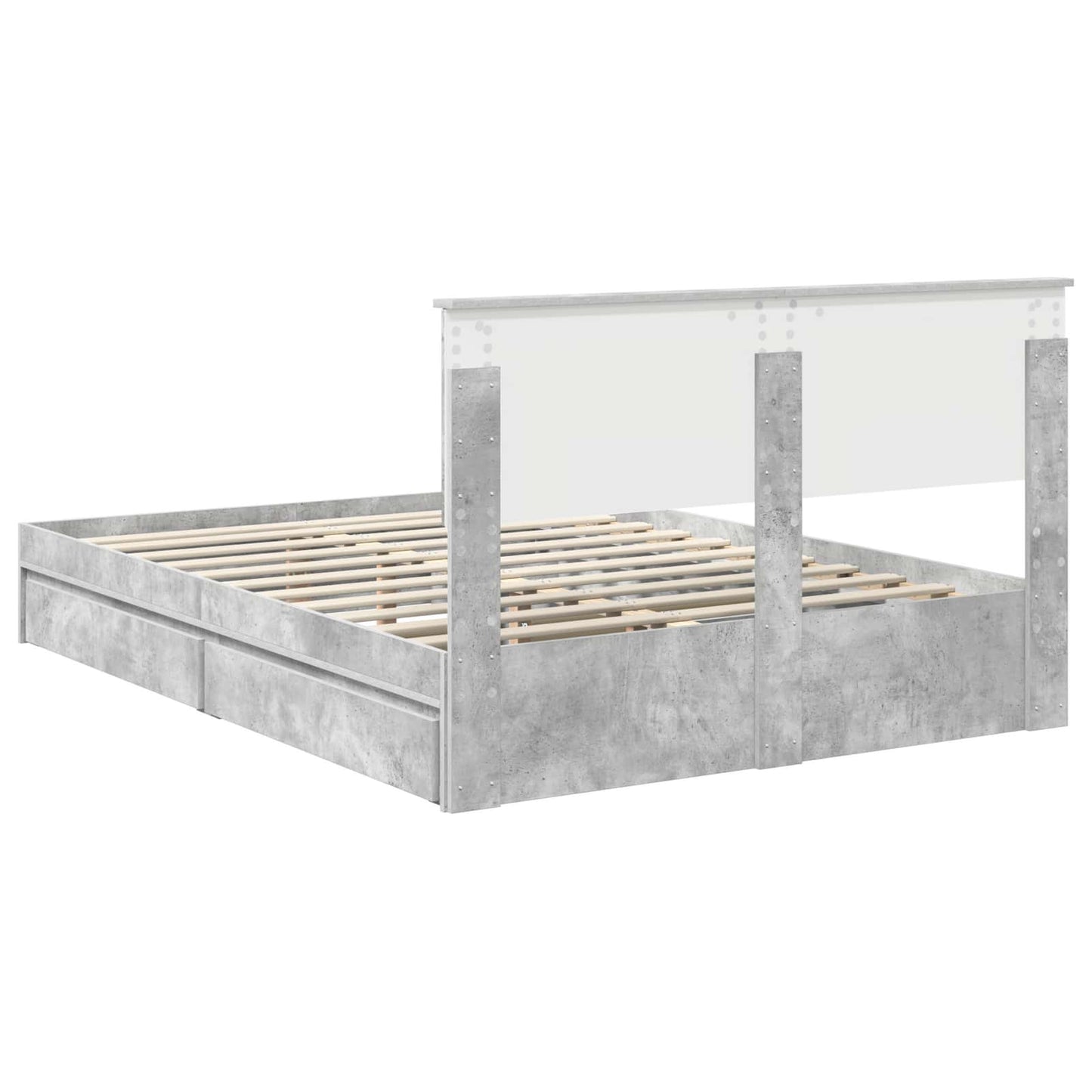Opslag bed met hoofdeinde Beton Grijs 135 x 190 cm Bewerkt hout is nu te koop bij PeponiXL, paradijselijk wonen!