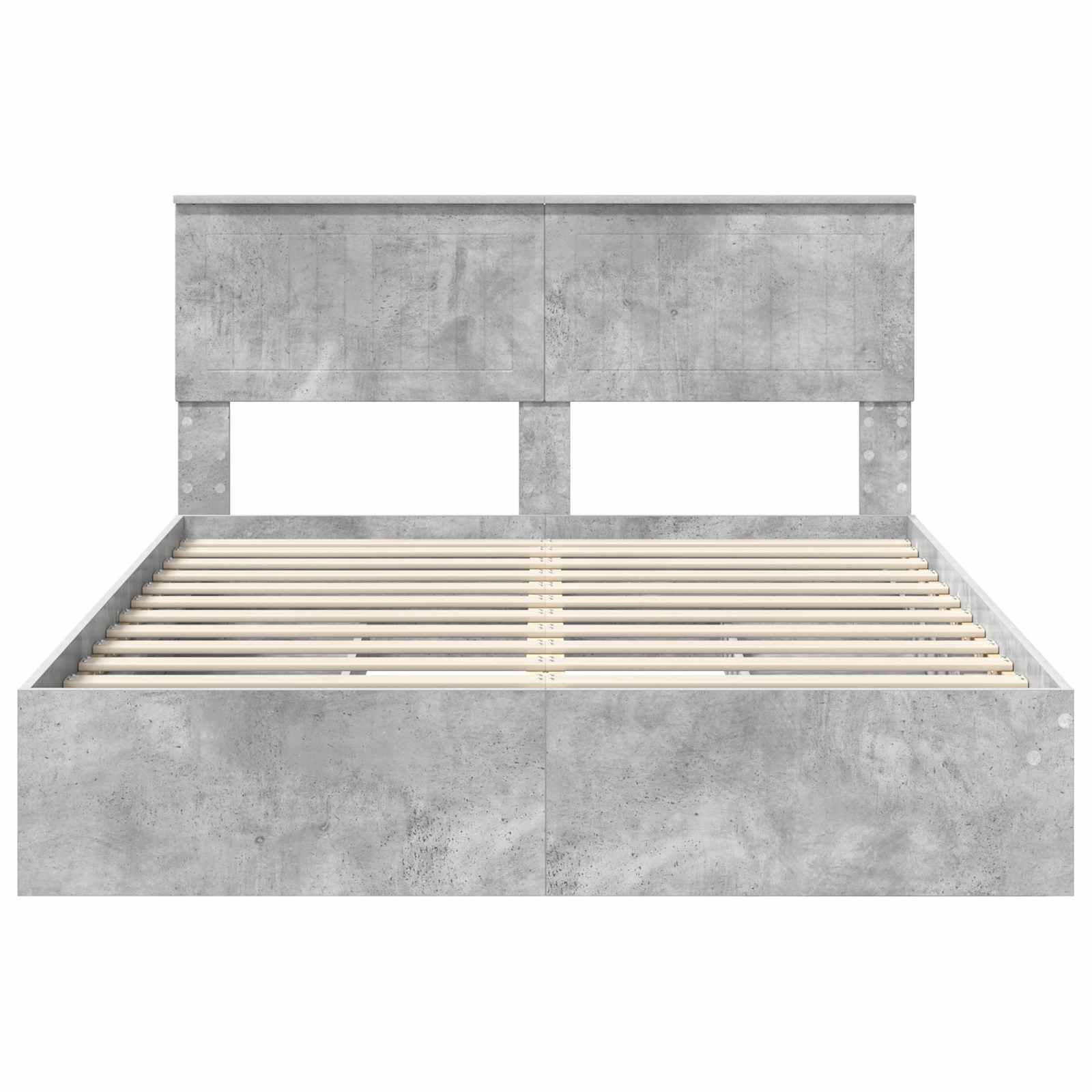 Opslag bed met hoofdeinde Beton Grijs 135 x 190 cm Bewerkt hout is nu te koop bij PeponiXL, paradijselijk wonen!
