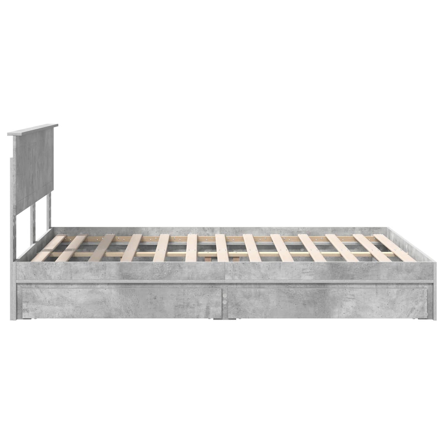 Opslag bed met hoofdeinde Beton Grijs 135 x 190 cm Bewerkt hout is nu te koop bij PeponiXL, paradijselijk wonen!