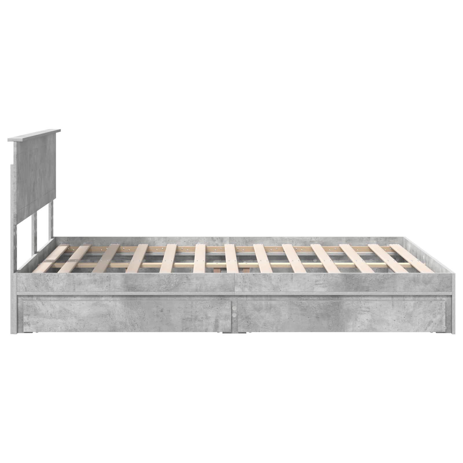 Opslag bed met hoofdeinde Beton Grijs 135 x 190 cm Bewerkt hout is nu te koop bij PeponiXL, paradijselijk wonen!