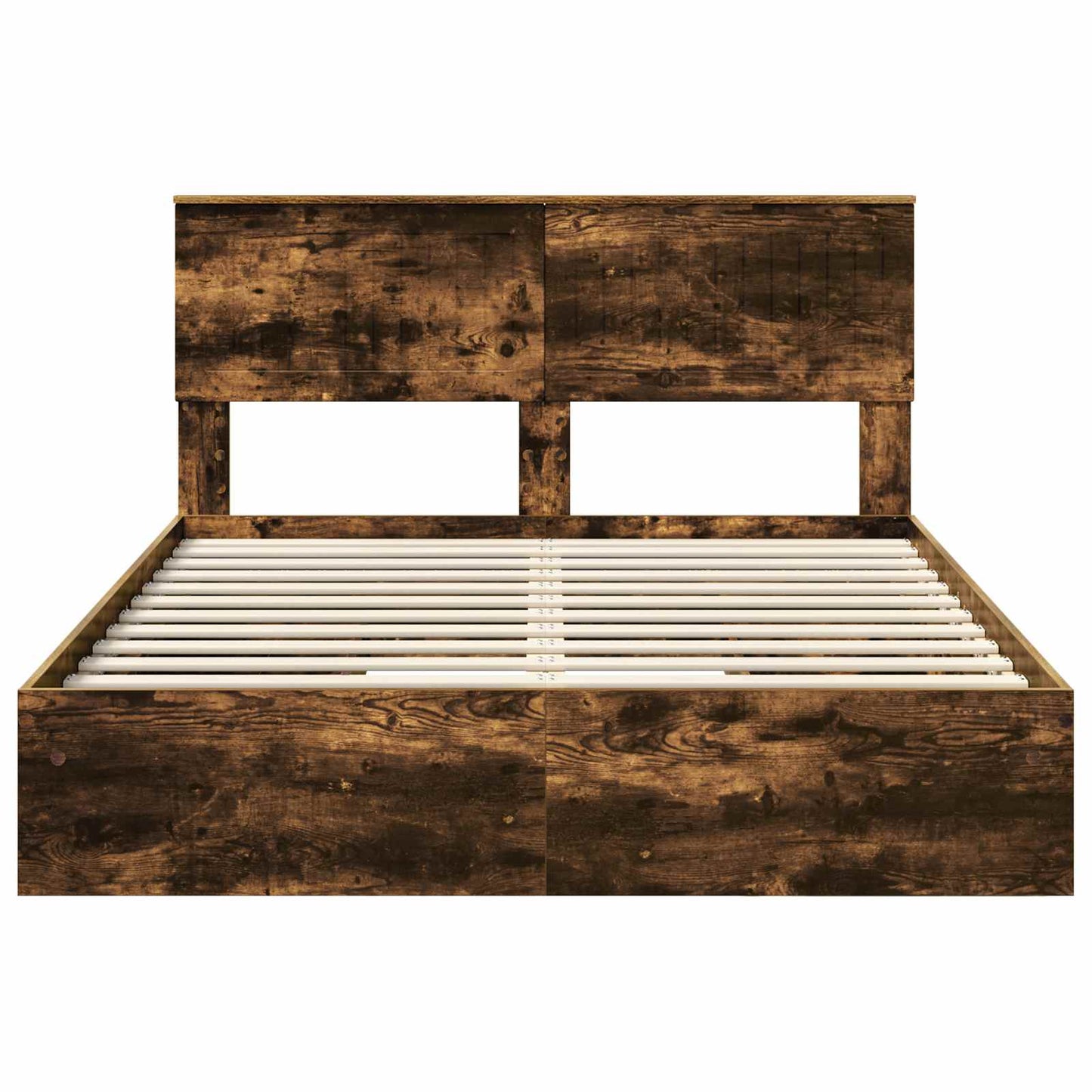 Opslag bed met lade Gerookt eiken 135 x 190 cm Bewerkt hout is nu te koop bij PeponiXL, paradijselijk wonen!