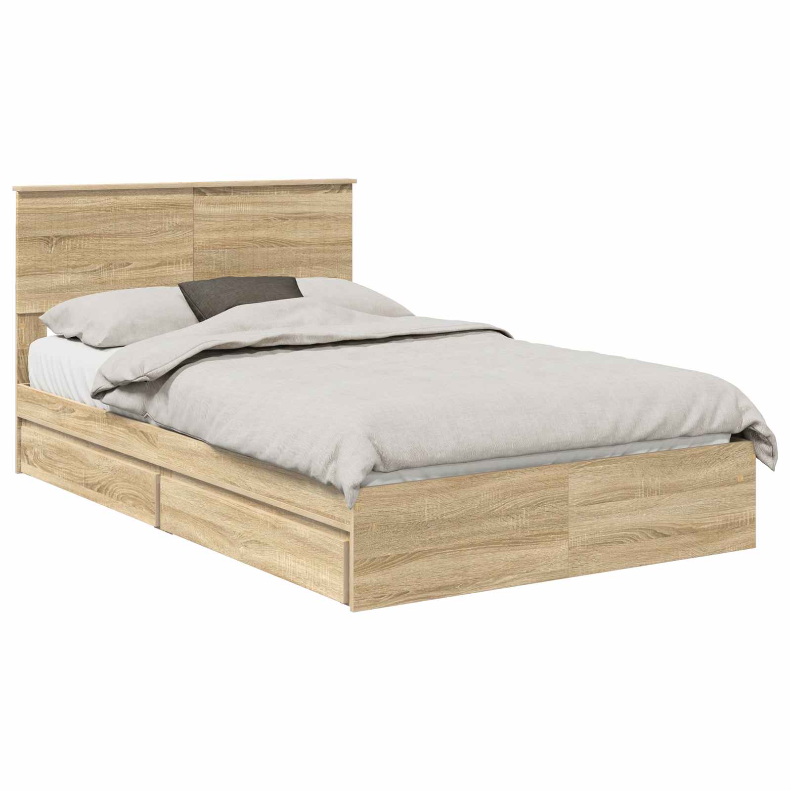 Opslag bed met lade Sonoma Eiken 120 x 200 cm Bewerkt hout is nu te koop bij PeponiXL, paradijselijk wonen!