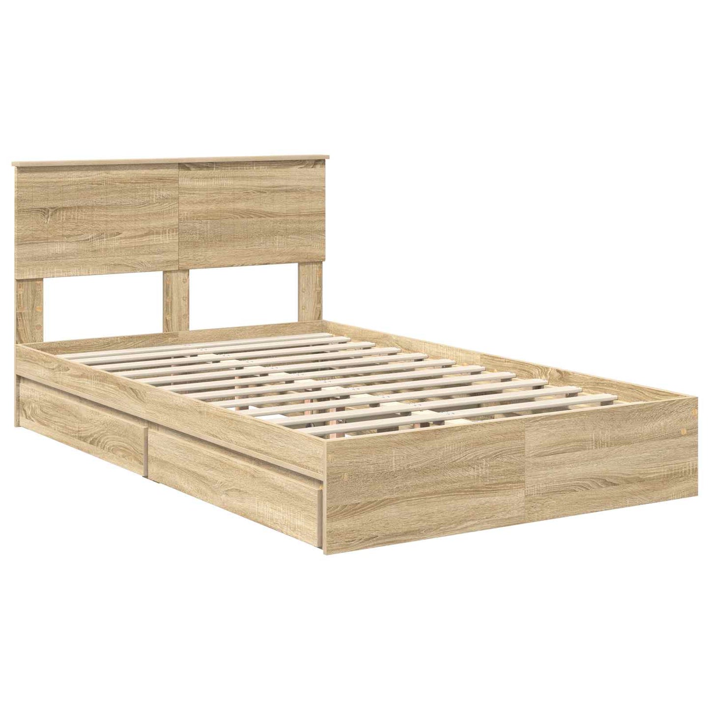 Opslag bed met lade Sonoma Eiken 120 x 200 cm Bewerkt hout is nu te koop bij PeponiXL, paradijselijk wonen!