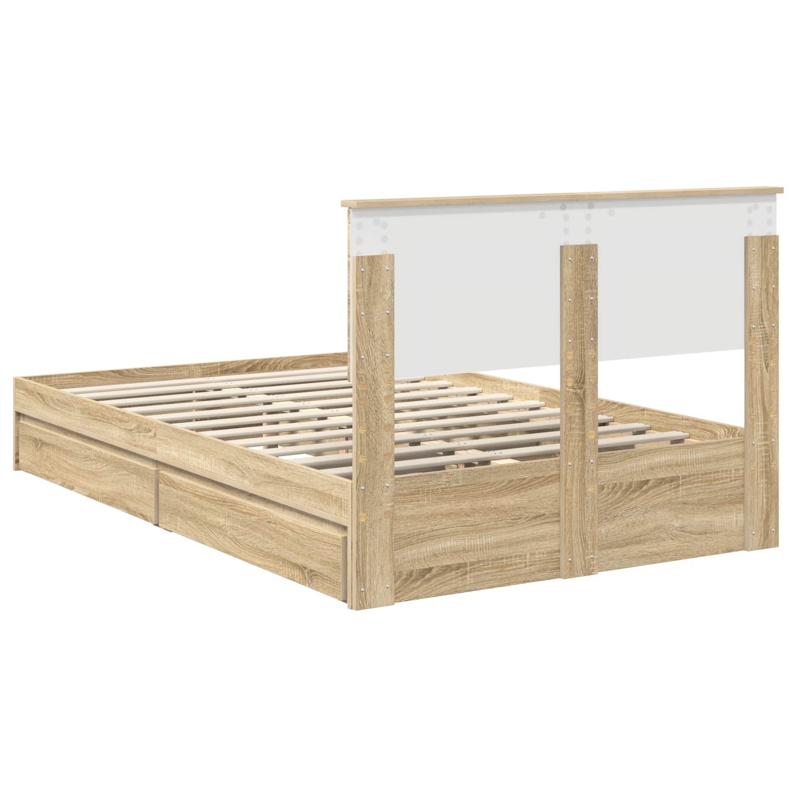 Opslag bed met lade Sonoma Eiken 120 x 200 cm Bewerkt hout is nu te koop bij PeponiXL, paradijselijk wonen!
