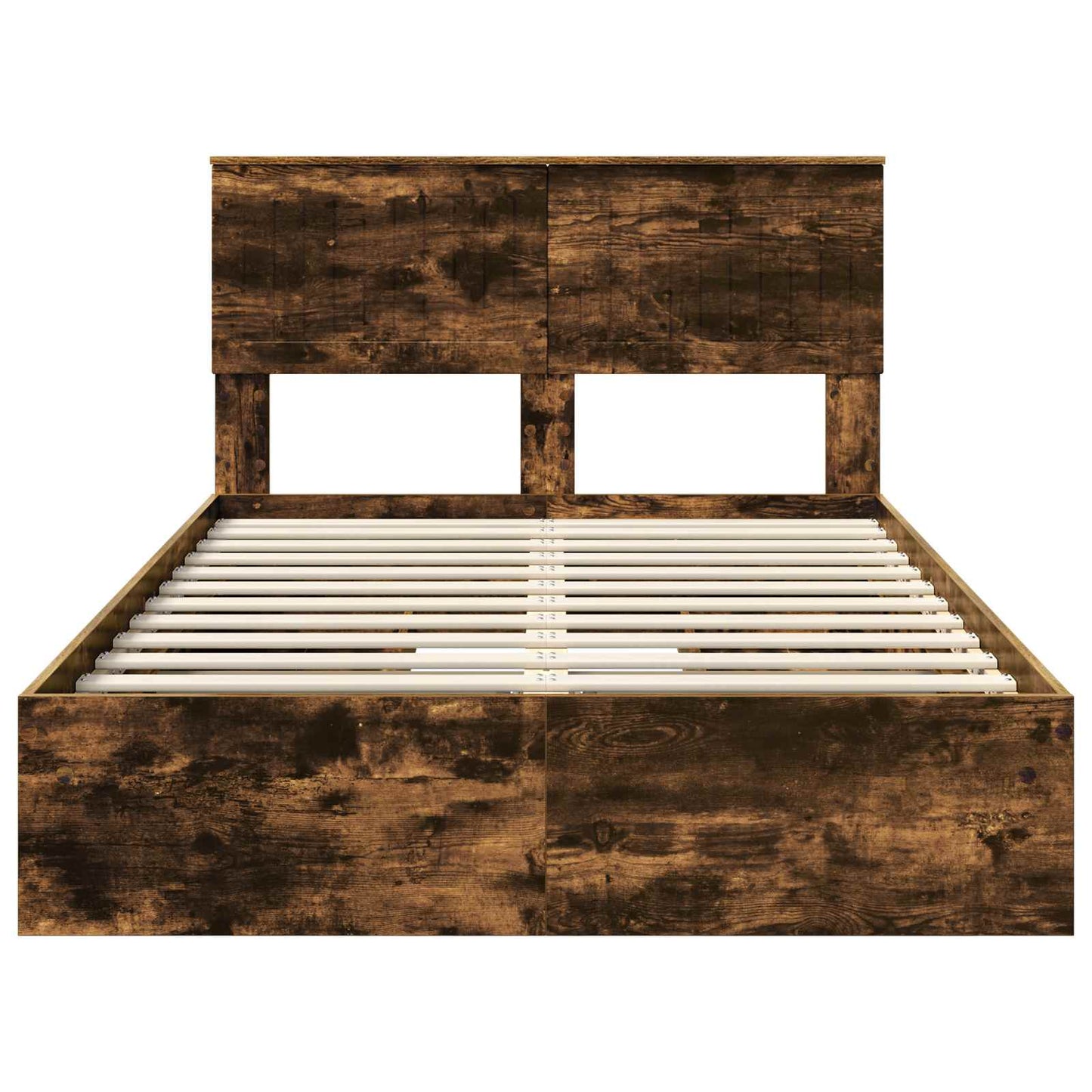 Opslag bed met lade Gerookt eiken 120 x 190 cm Bewerkt hout