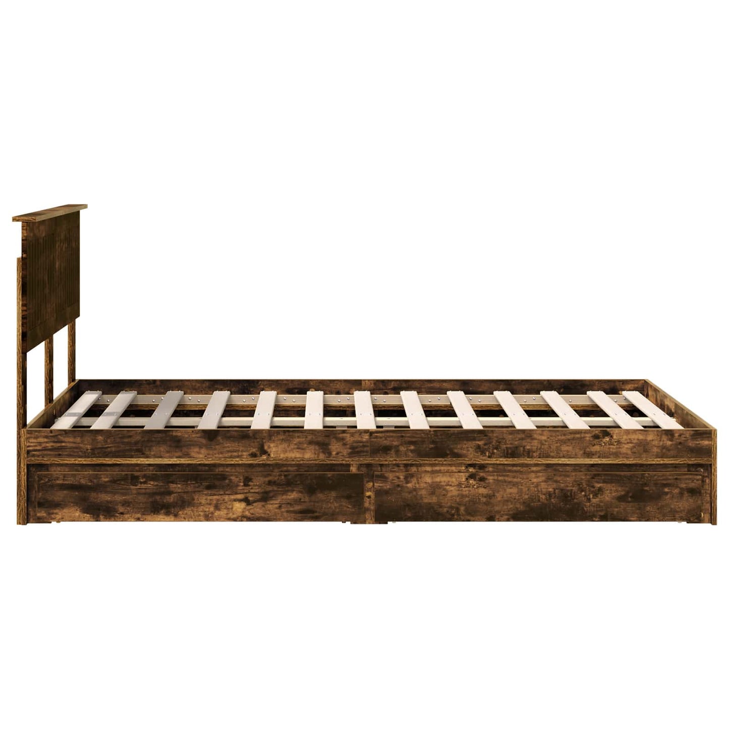 Opslag bed met lade Gerookt eiken 120 x 190 cm Bewerkt hout