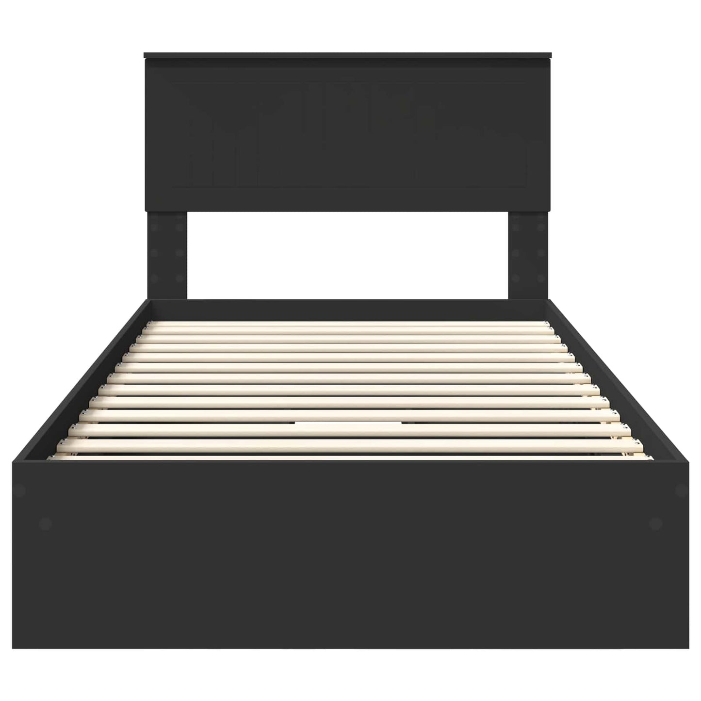 Opslag bed met hoofdeinde Zwart 100 x 200 cm Bewerkt hout is nu te koop bij PeponiXL, paradijselijk wonen!