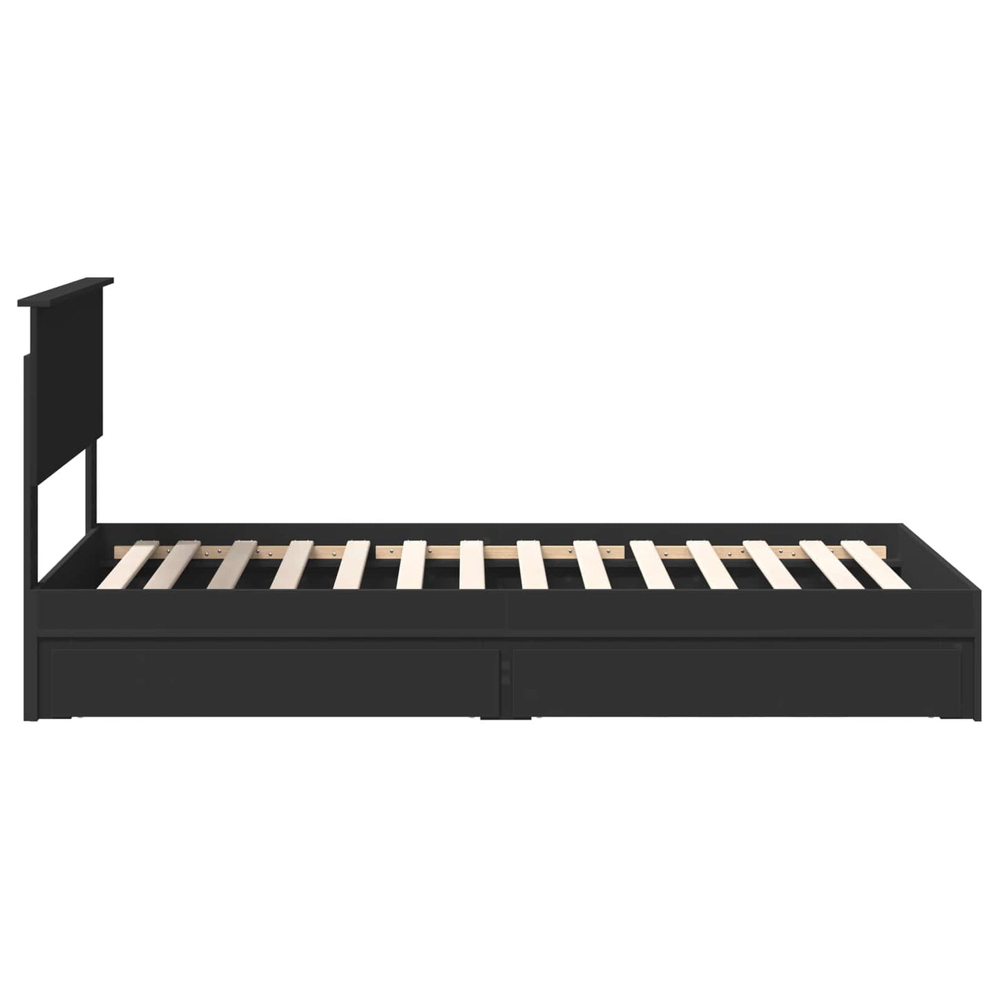 Opslag bed met hoofdeinde Zwart 100 x 200 cm Bewerkt hout is nu te koop bij PeponiXL, paradijselijk wonen!