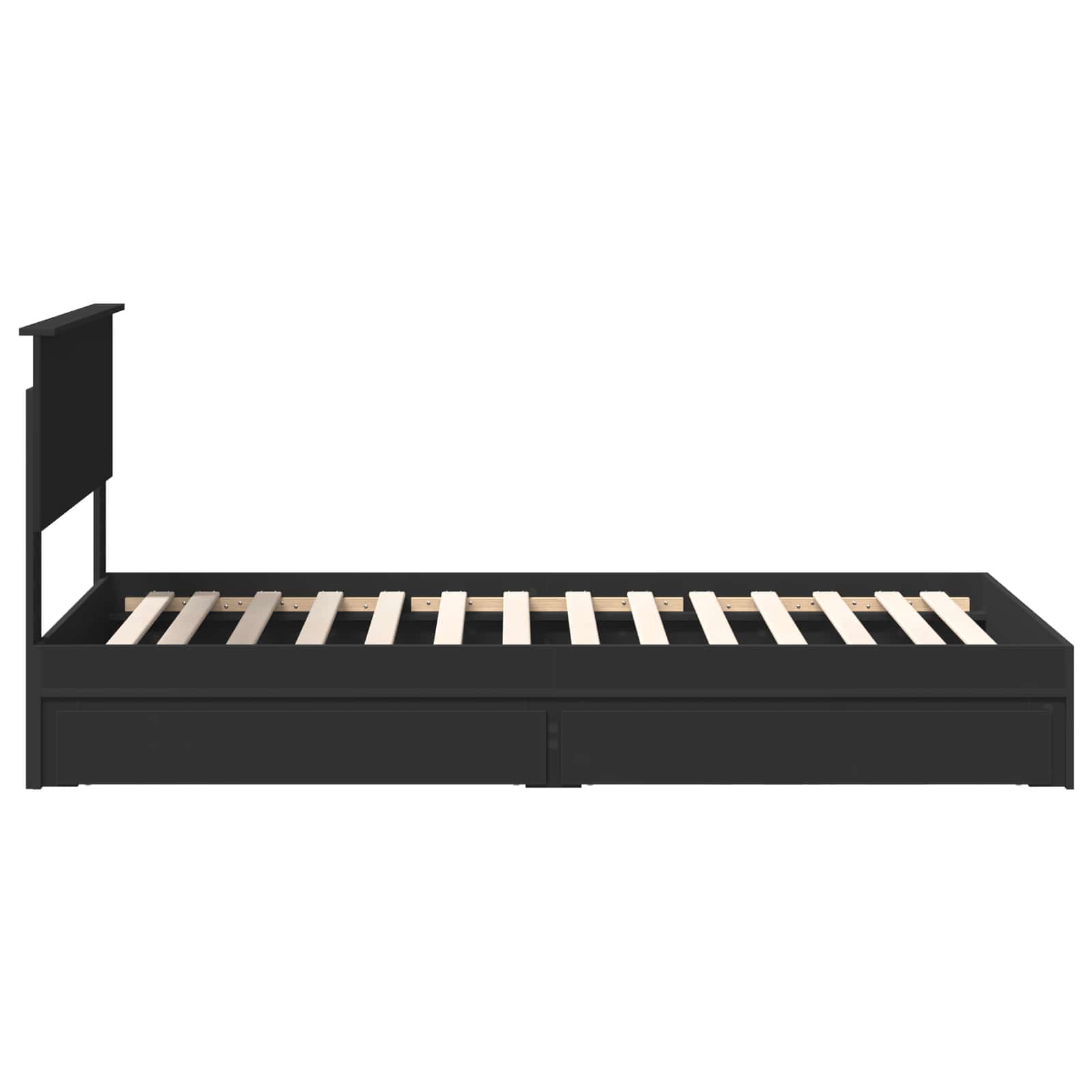 Opslag bed met hoofdeinde Zwart 100 x 200 cm Bewerkt hout is nu te koop bij PeponiXL, paradijselijk wonen!