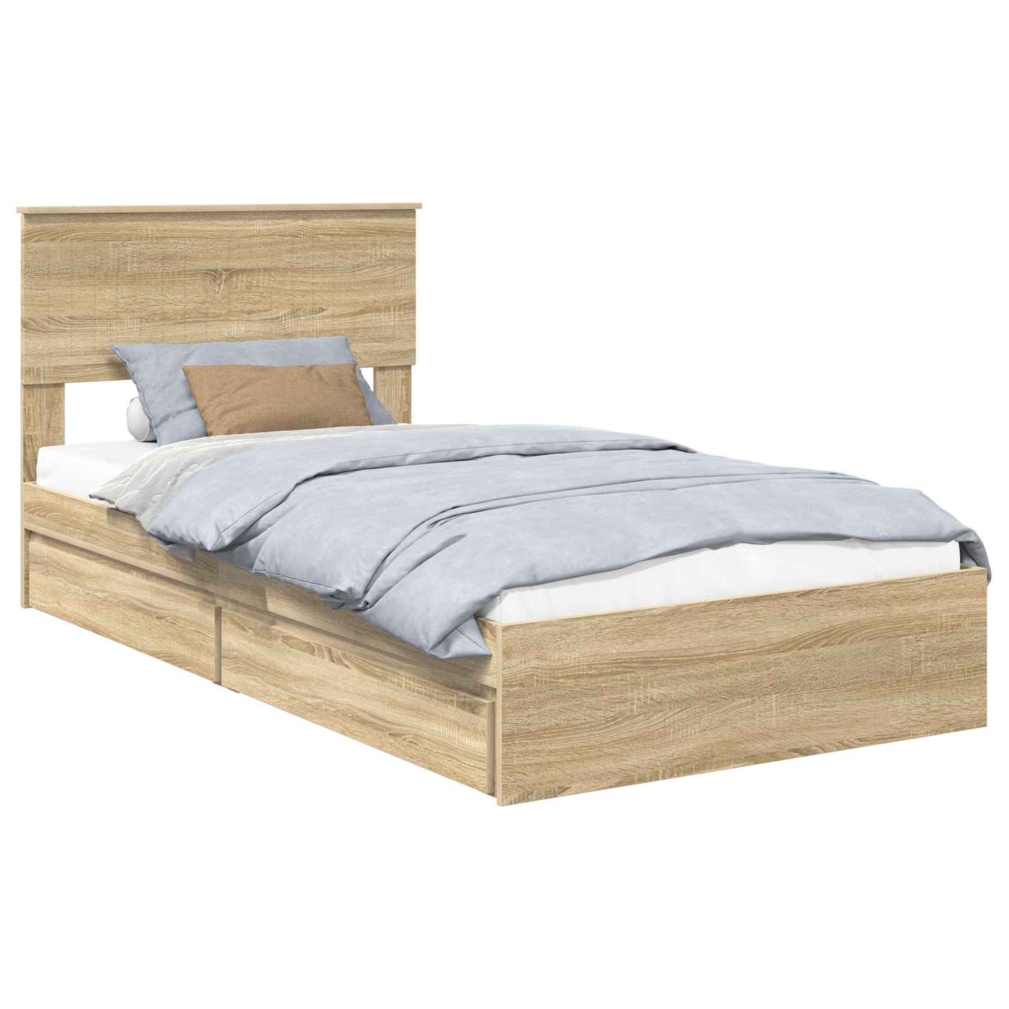 Opslag bed met lade Sonoma Eiken 100 x 200 cm Bewerkt hout is nu te koop bij PeponiXL, paradijselijk wonen!