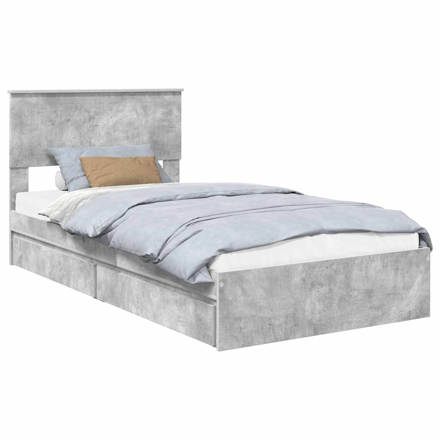Opslag bed met hoofdeinde Beton Grijs 100 x 200 cm Bewerkt hout is nu te koop bij PeponiXL, paradijselijk wonen!