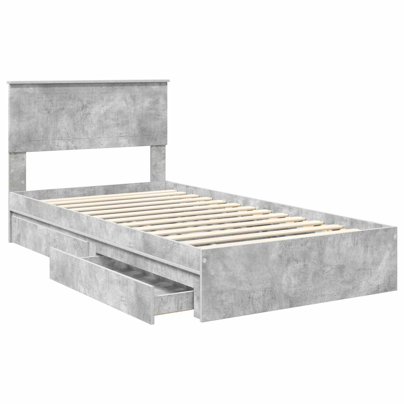 Opslag bed met hoofdeinde Beton Grijs 100 x 200 cm Bewerkt hout is nu te koop bij PeponiXL, paradijselijk wonen!