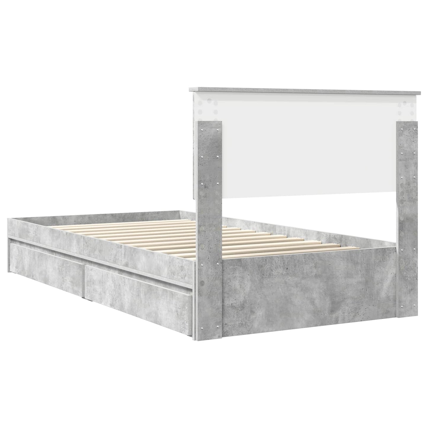Opslag bed met hoofdeinde Beton Grijs 100 x 200 cm Bewerkt hout is nu te koop bij PeponiXL, paradijselijk wonen!
