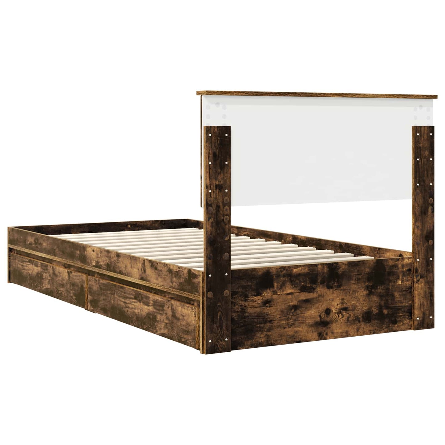 Opslag bed met lade Gerookt eiken 100 x 200 cm Bewerkt hout is nu te koop bij PeponiXL, paradijselijk wonen!