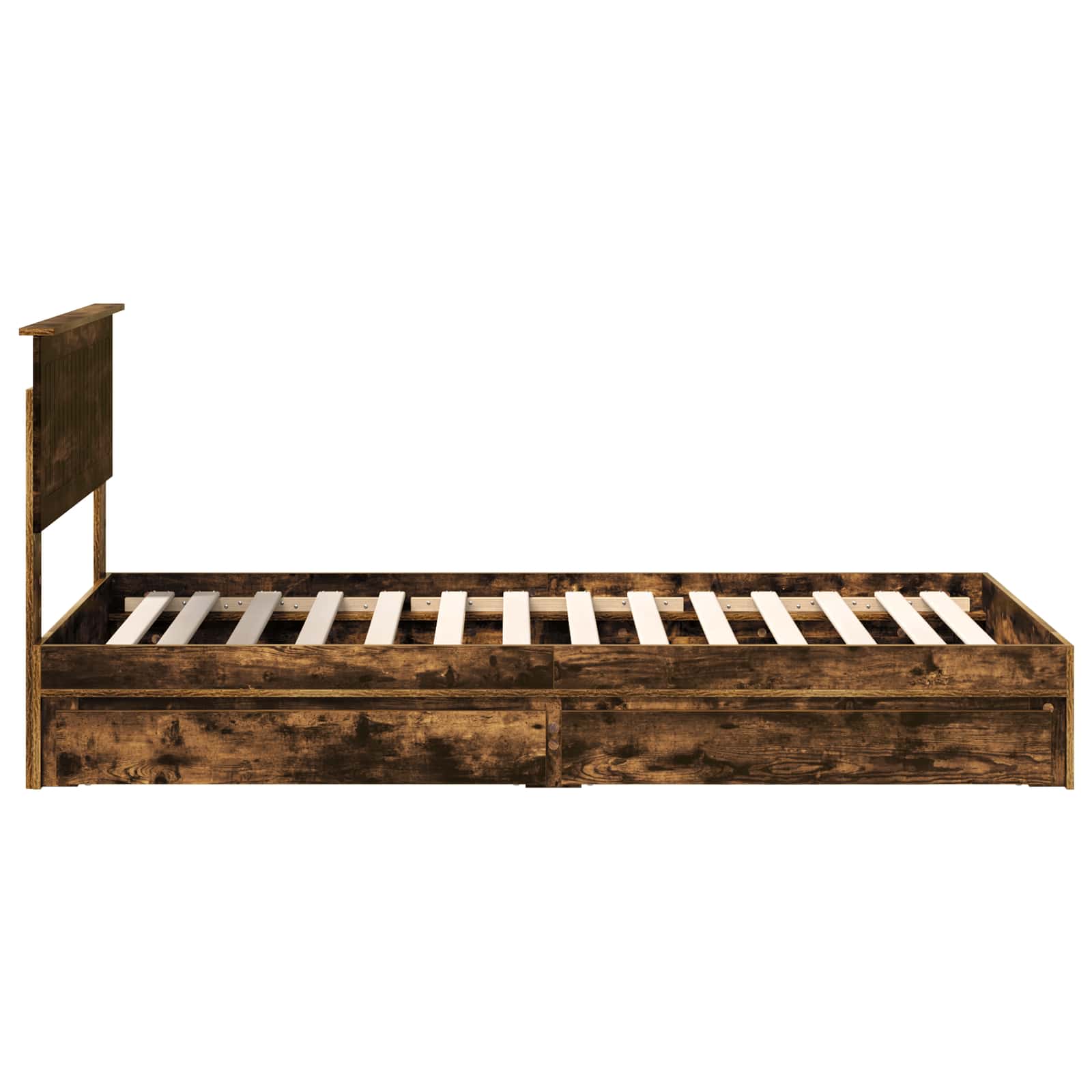 Opslag bed met lade Gerookt eiken 100 x 200 cm Bewerkt hout is nu te koop bij PeponiXL, paradijselijk wonen!