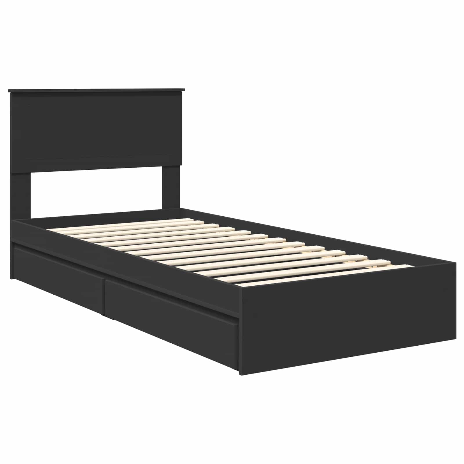 Opslag bed met hoofdeinde Zwart 90 x 190 cm Bewerkt hout is nu te koop bij PeponiXL, paradijselijk wonen!