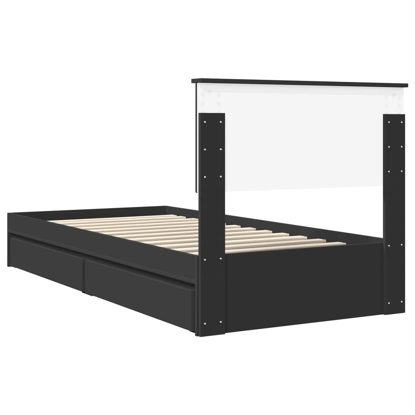 Opslag bed met hoofdeinde Zwart 90 x 190 cm Bewerkt hout is nu te koop bij PeponiXL, paradijselijk wonen!