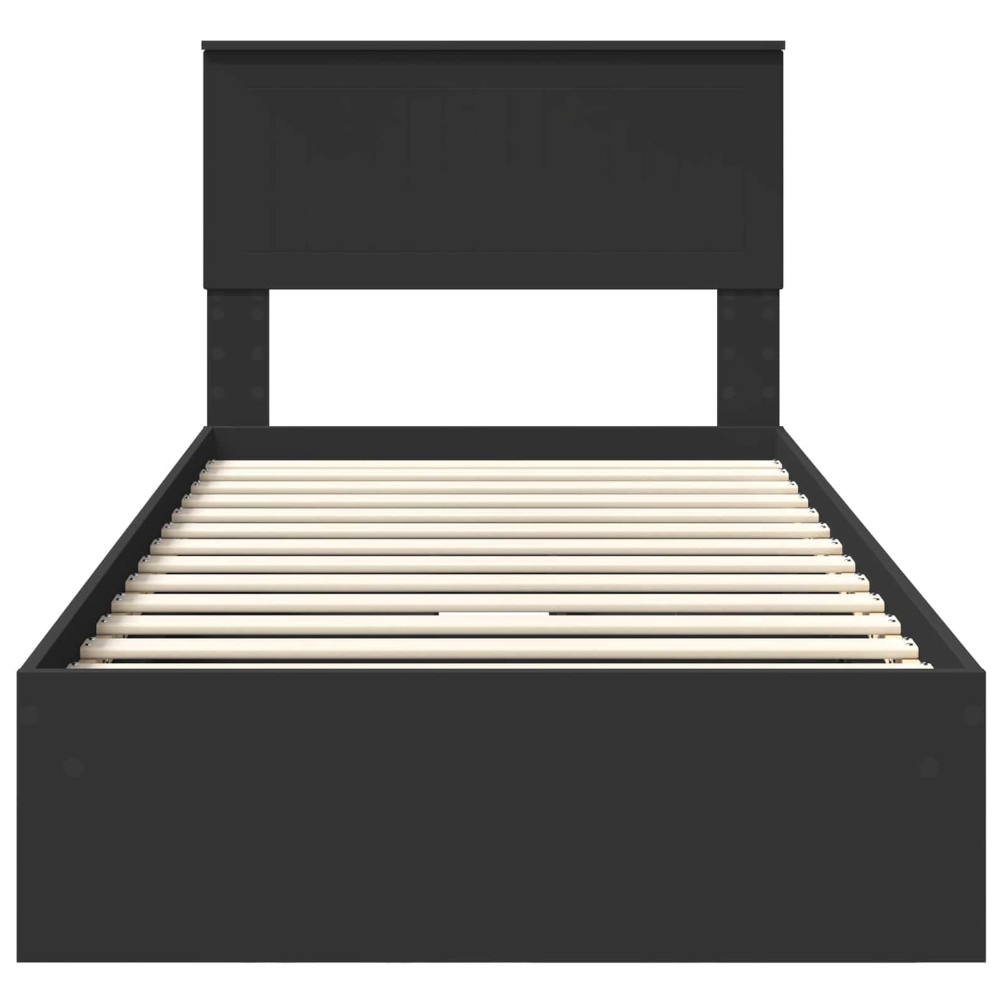 Opslag bed met hoofdeinde Zwart 90 x 190 cm Bewerkt hout is nu te koop bij PeponiXL, paradijselijk wonen!