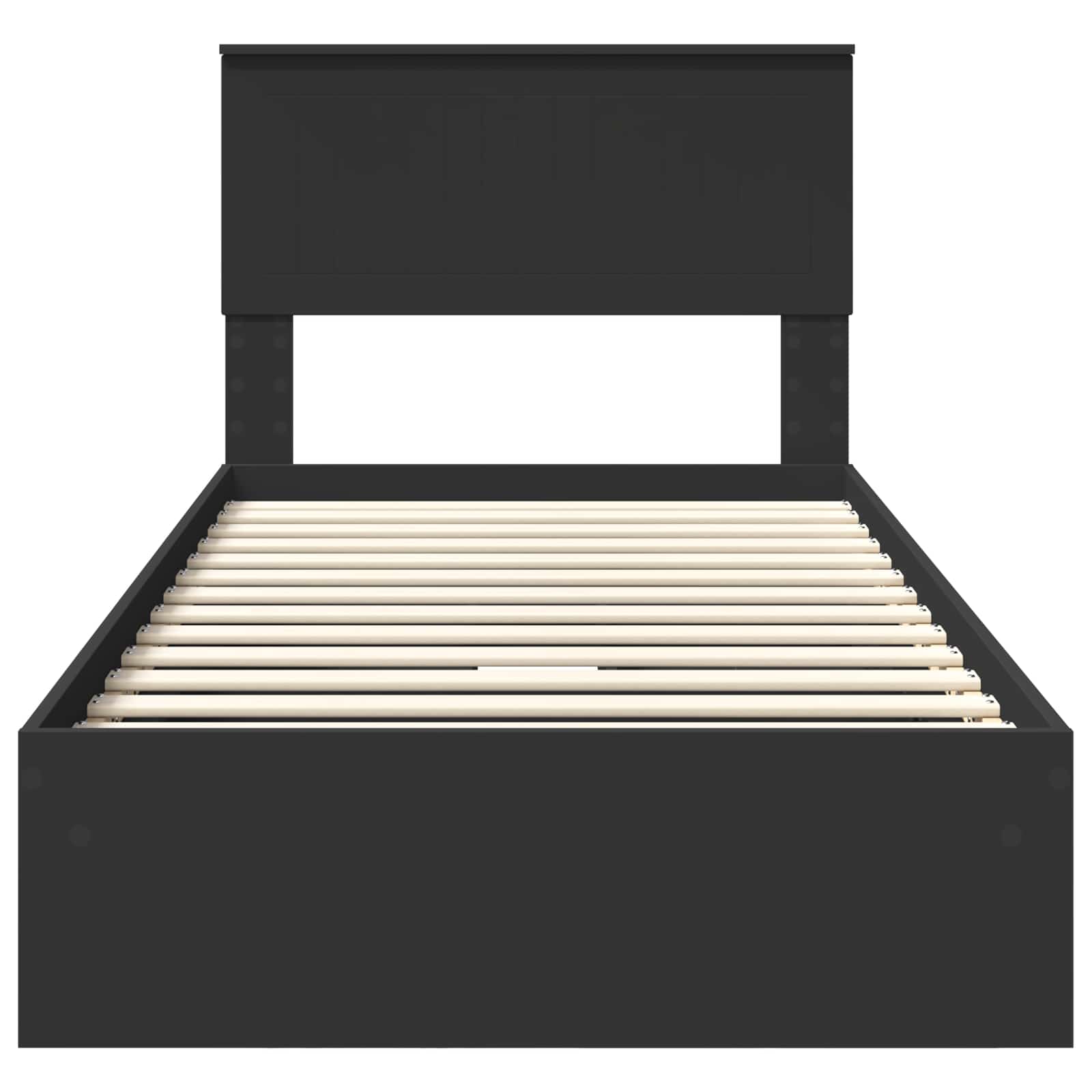 Opslag bed met hoofdeinde Zwart 90 x 190 cm Bewerkt hout is nu te koop bij PeponiXL, paradijselijk wonen!