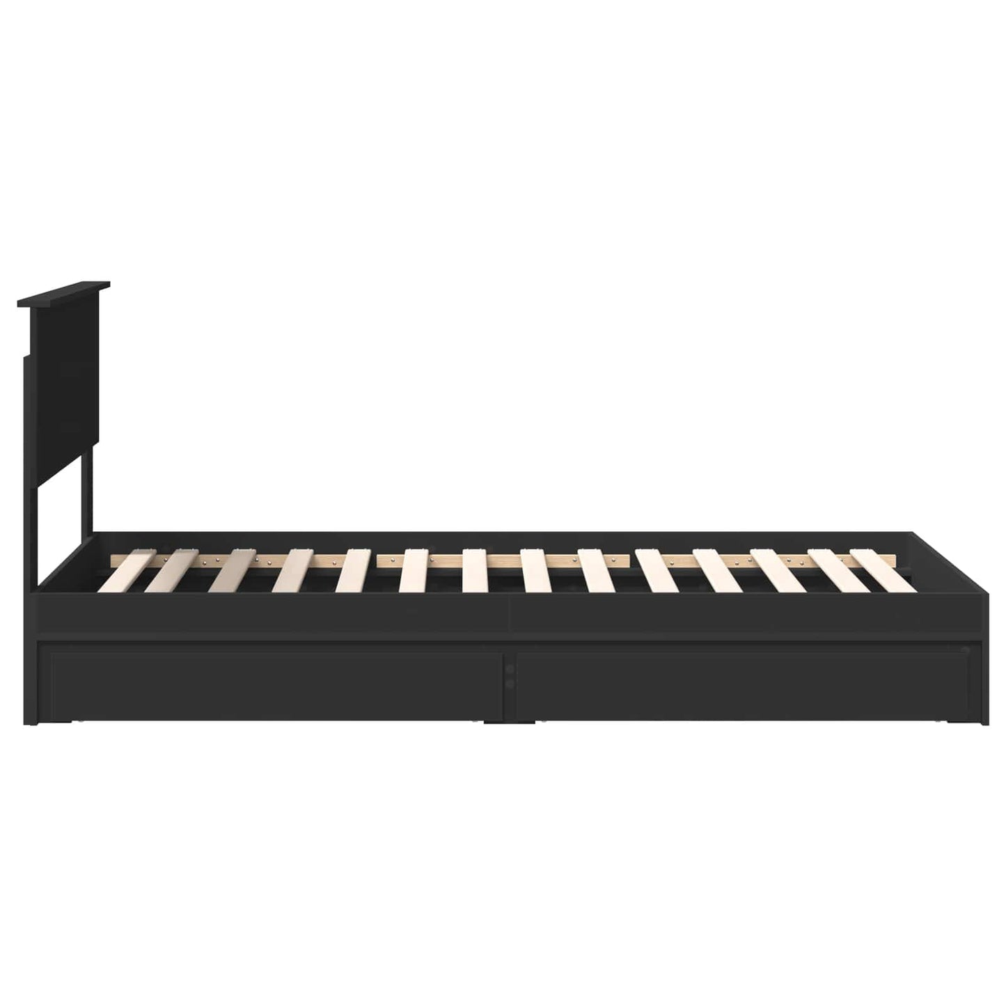 Opslag bed met hoofdeinde Zwart 90 x 190 cm Bewerkt hout is nu te koop bij PeponiXL, paradijselijk wonen!
