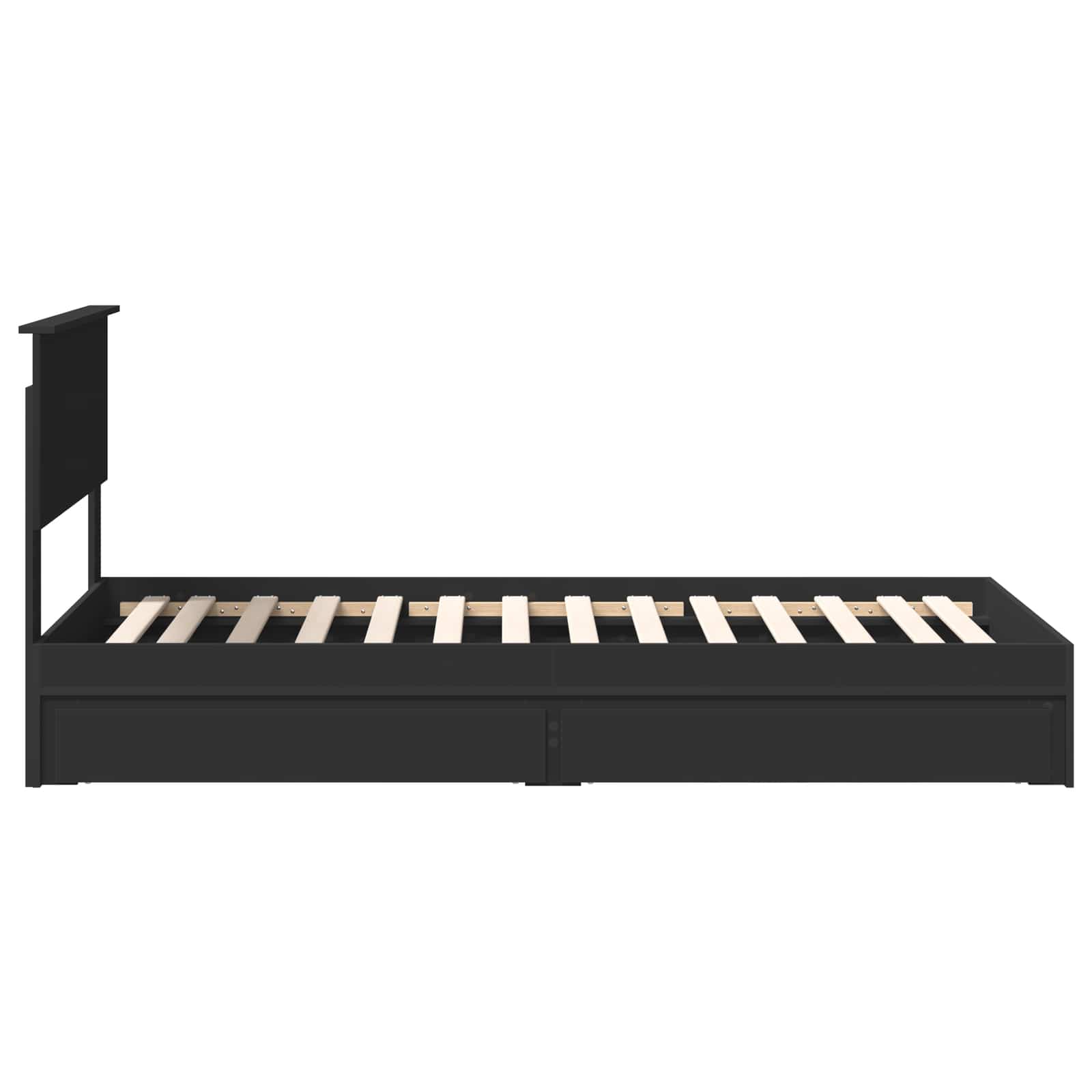 Opslag bed met hoofdeinde Zwart 90 x 190 cm Bewerkt hout is nu te koop bij PeponiXL, paradijselijk wonen!