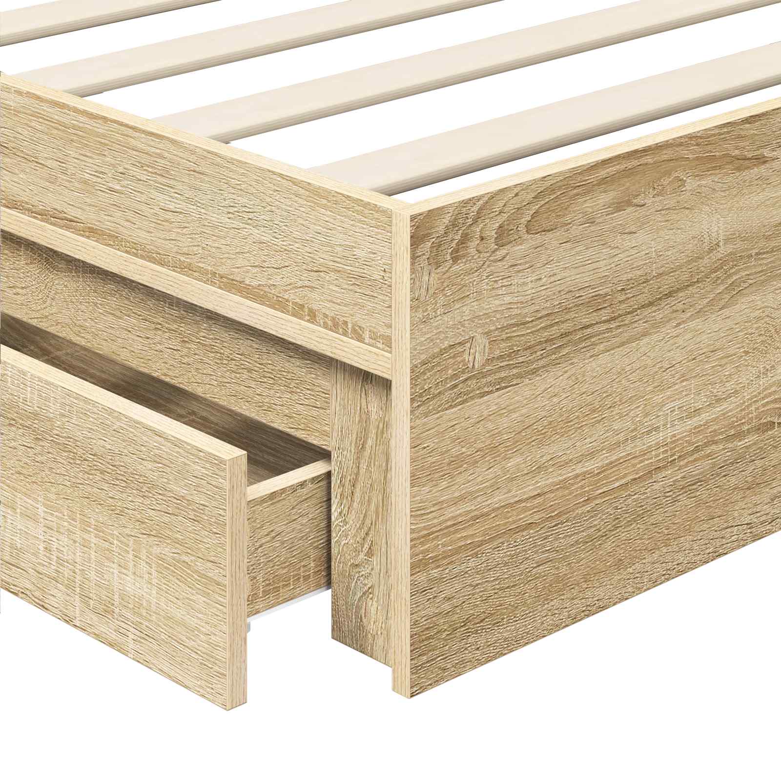 Opslag bed met hoofdeinde Sonoma Eiken 90 x 190 cm Bewerkt hout is nu te koop bij PeponiXL, paradijselijk wonen!