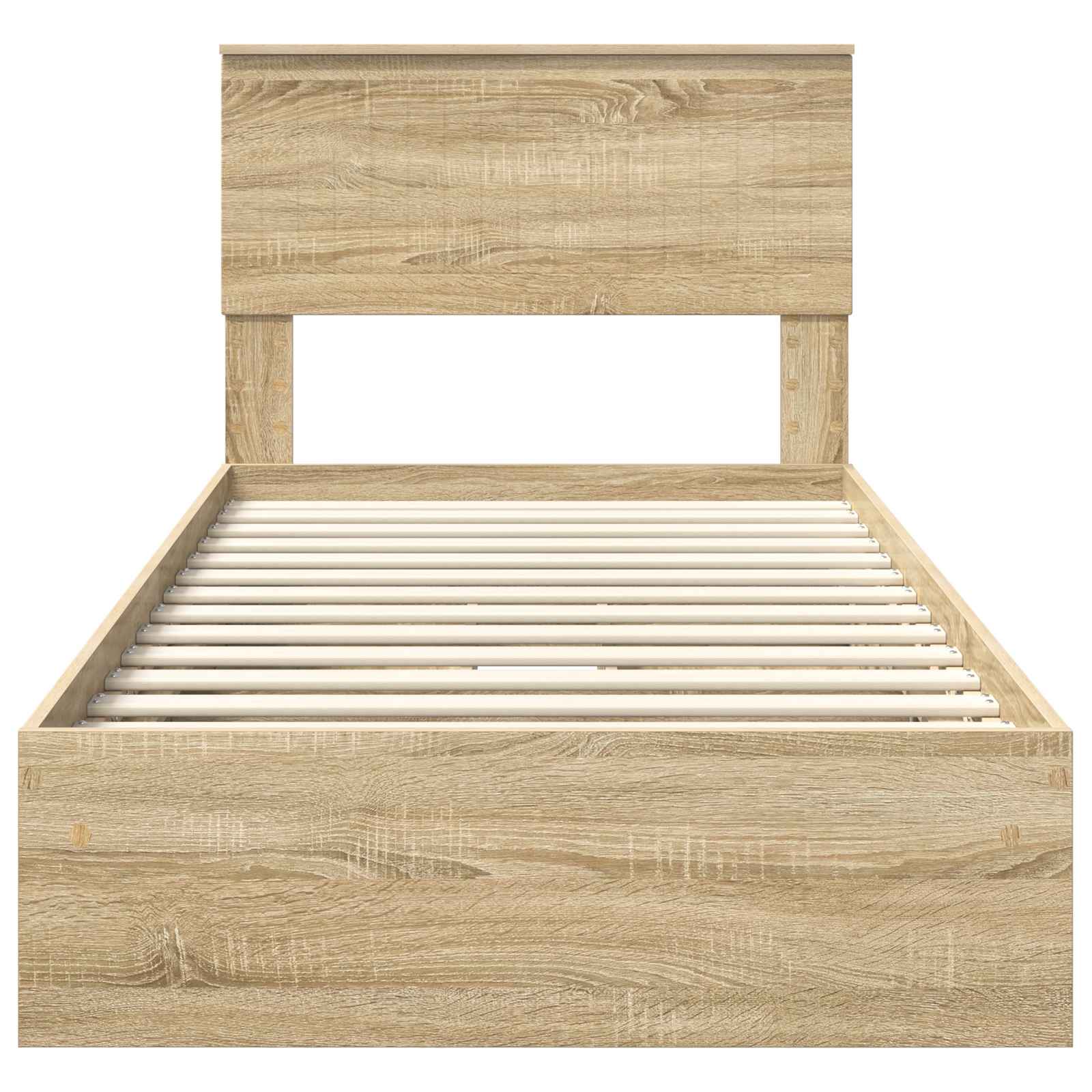 Opslag bed met hoofdeinde Sonoma Eiken 90 x 190 cm Bewerkt hout is nu te koop bij PeponiXL, paradijselijk wonen!