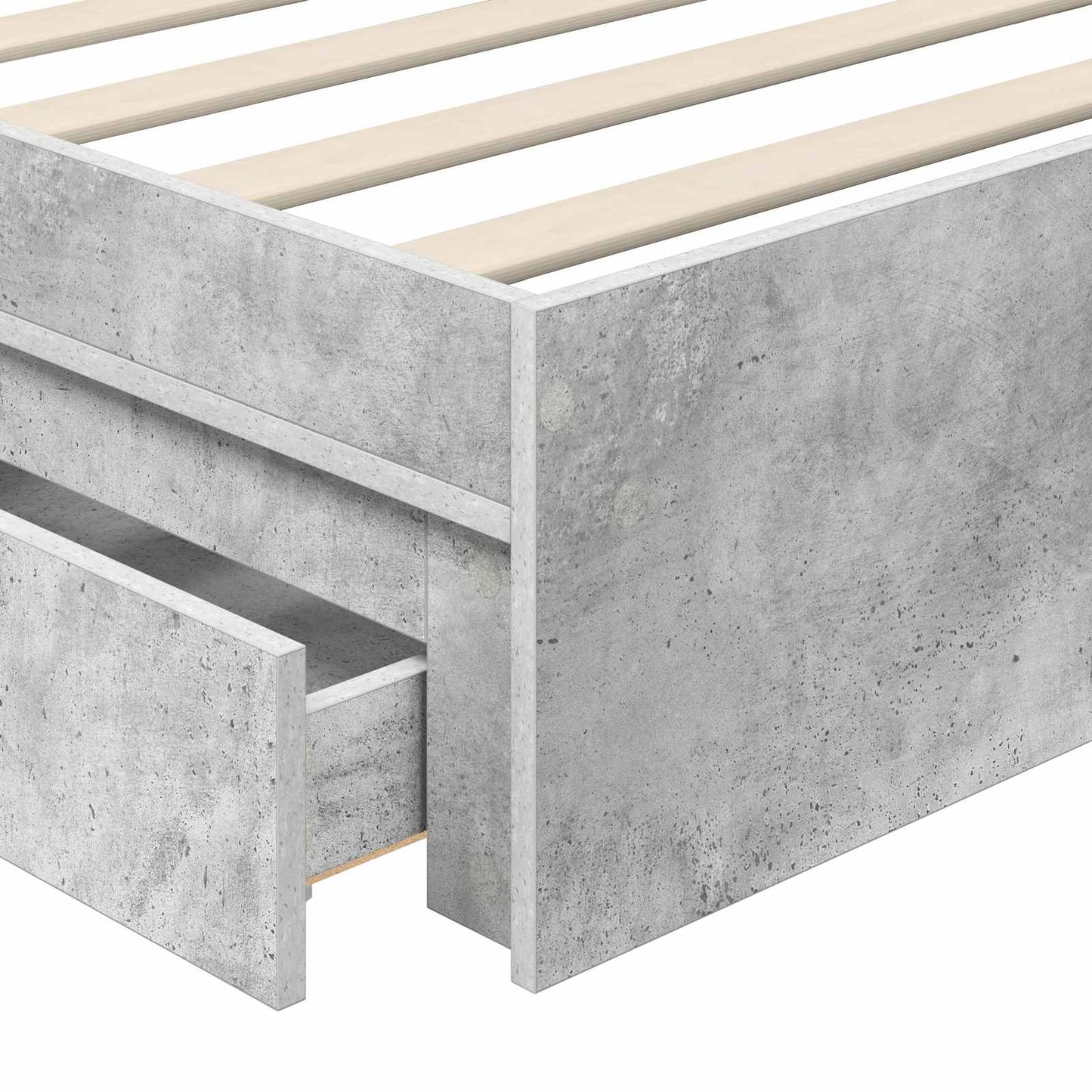 Opslag bed met hoofdeinde Beton Grijs 90 x 190 cm Bewerkt hout is nu te koop bij PeponiXL, paradijselijk wonen!
