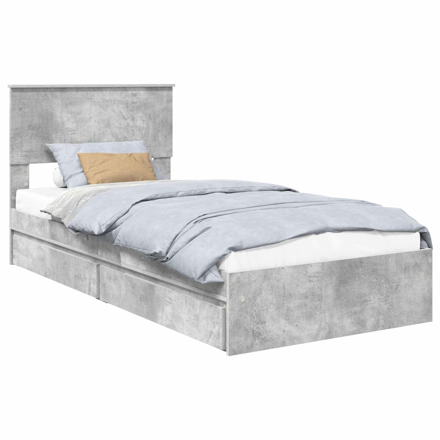 Opslag bed met hoofdeinde Beton Grijs 90 x 190 cm Bewerkt hout is nu te koop bij PeponiXL, paradijselijk wonen!